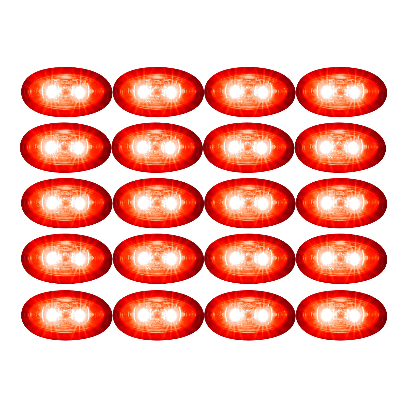 3/4″ LED Clear/Red Mini Oval Clearance Marker Trailer Truck Light DOT Semi 20pk