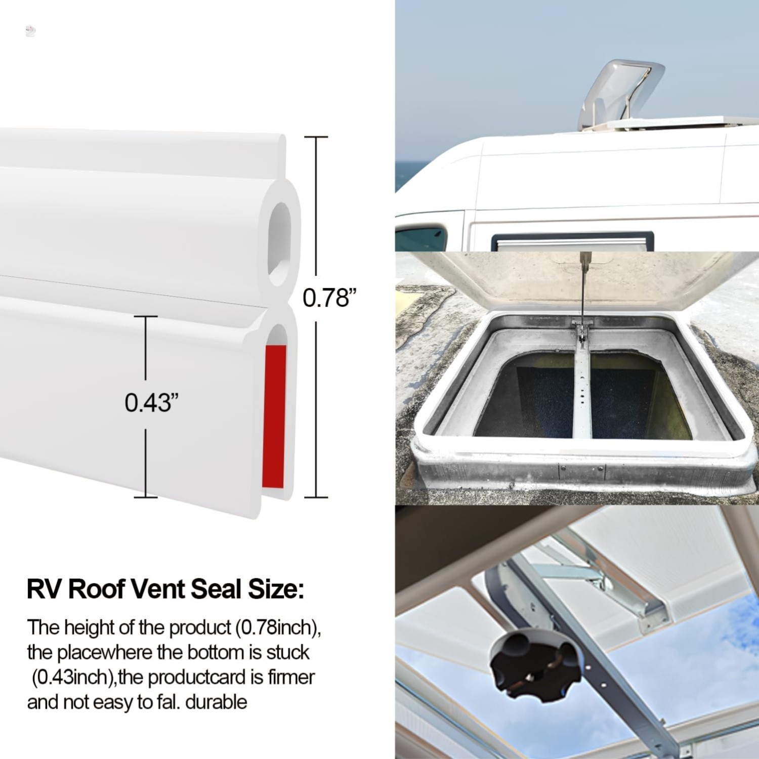 RV Roof Vent Seal 59″,RV Seal Replacement for RV Vent Covers for roof Replace…