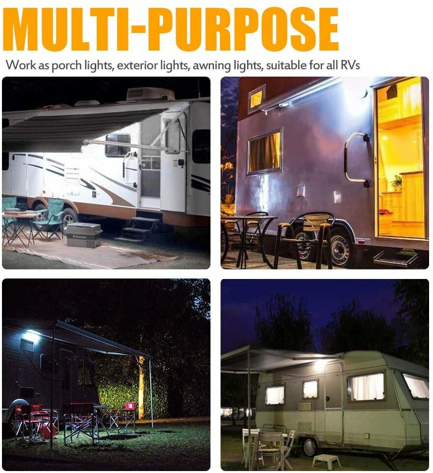 10-32V RV LED Exterior Porch Light – Waterproof Utility Awning Lamp Trailer Boat