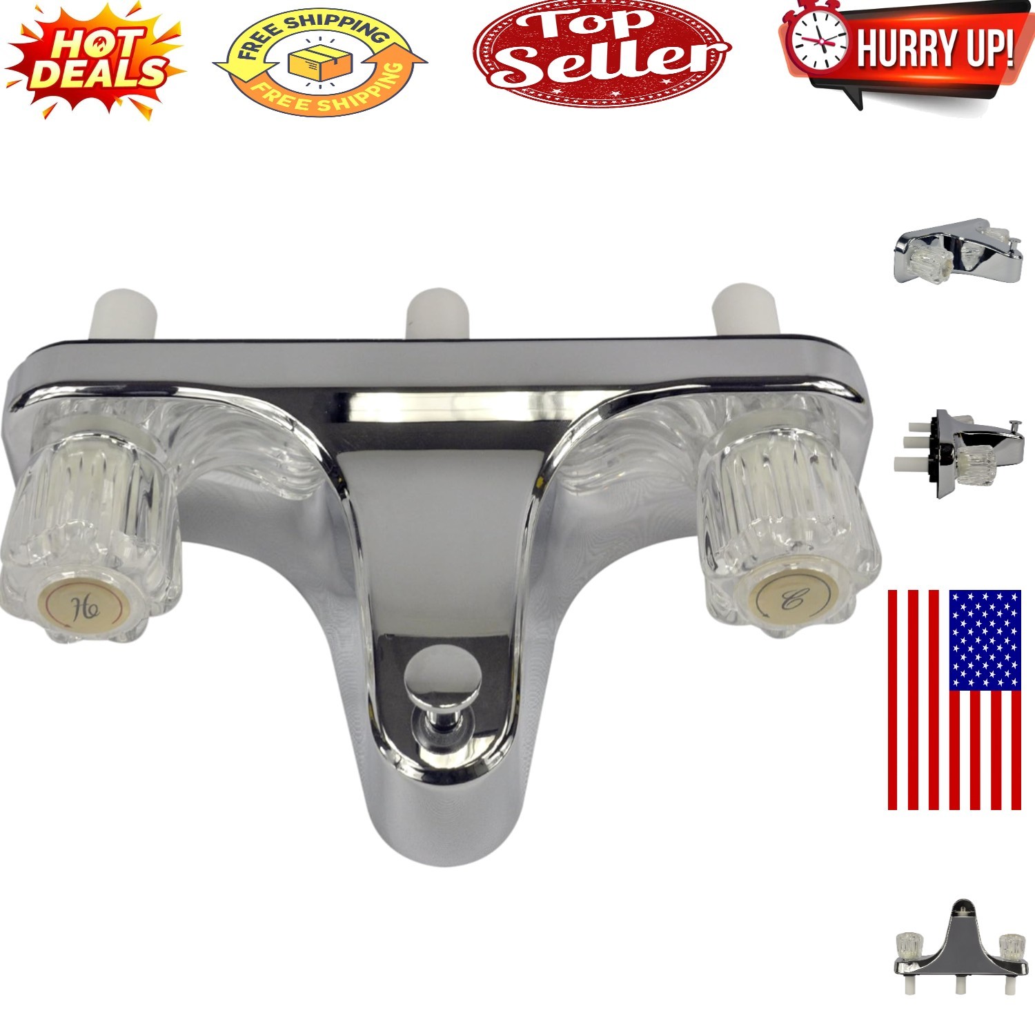 8-Inch Chrome Two-Handle RV & Mobile Home Bathroom Faucet