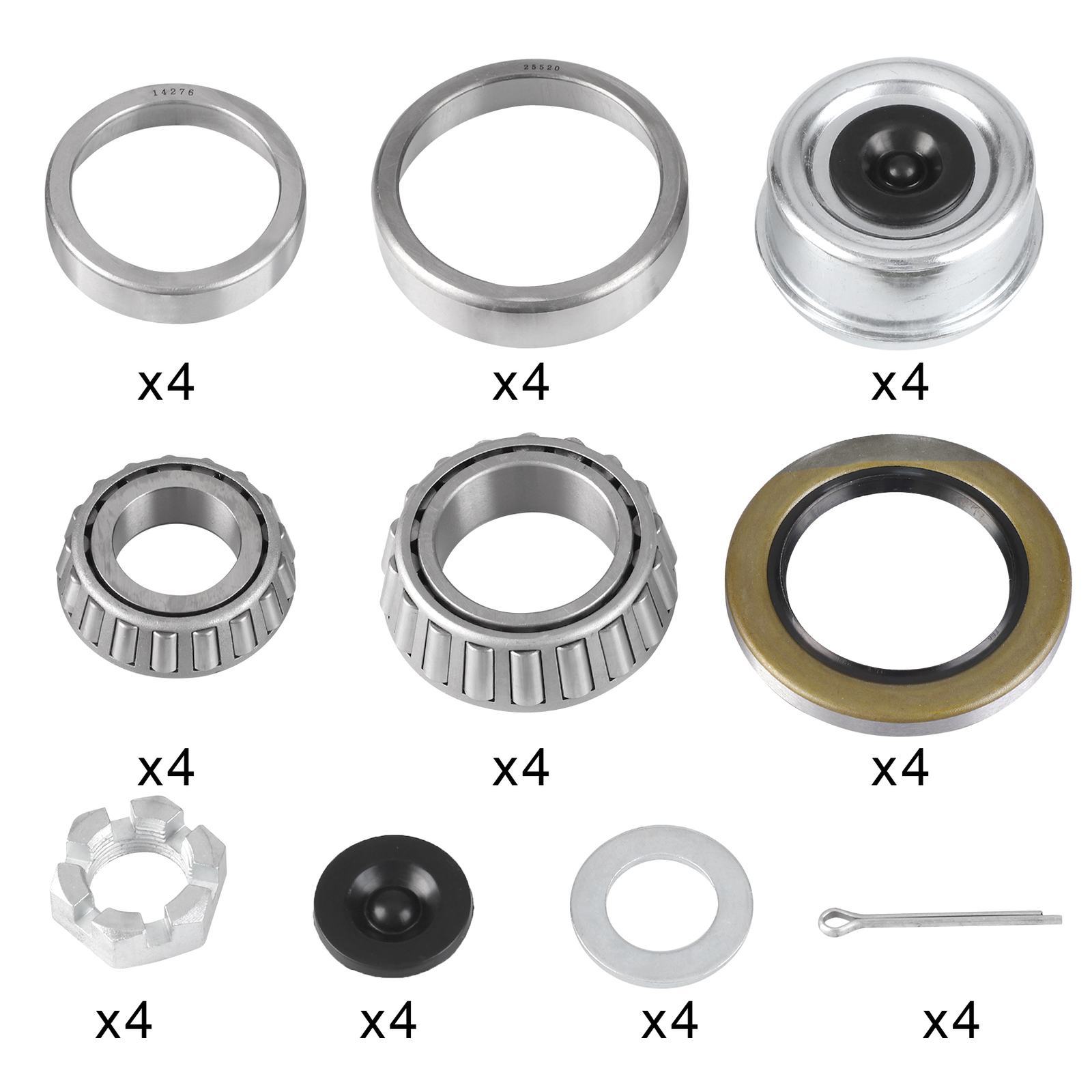 4Sets Trailer Hub Wheel Bearing Replace Kit 25580 14125A Fits 5200-7000lbs Axles