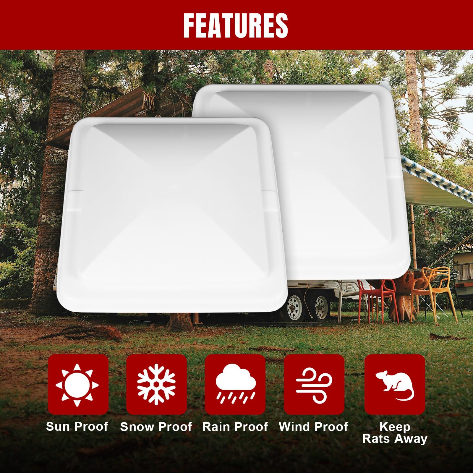 Jack Boss RV Vent Covers 14″ x 14″ Set of 2 for Trailers and Motorhomes