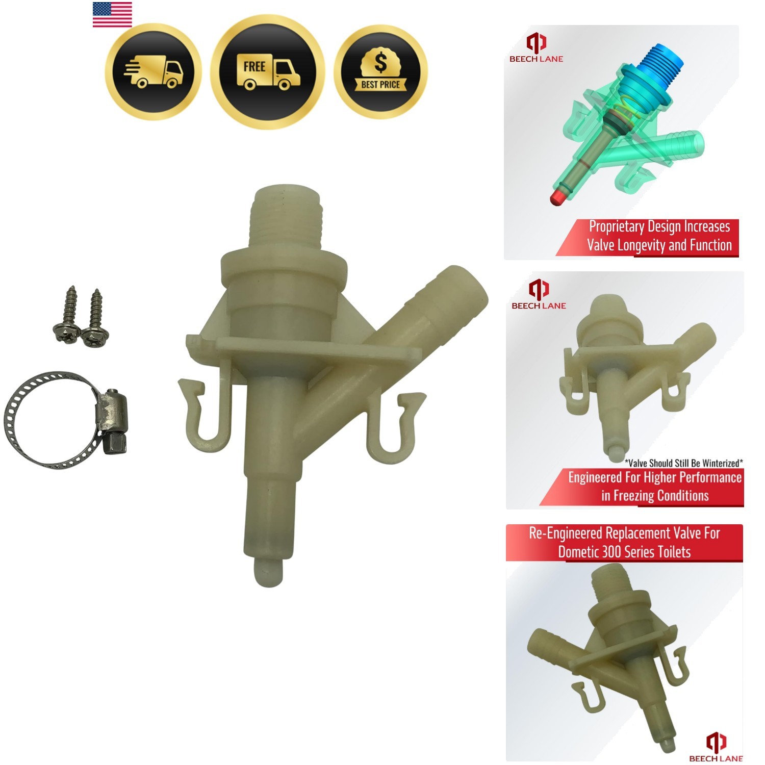 Upgraded Water Valve Kit Replaces 385311641 for Dometic Toilets 300, 310, and…