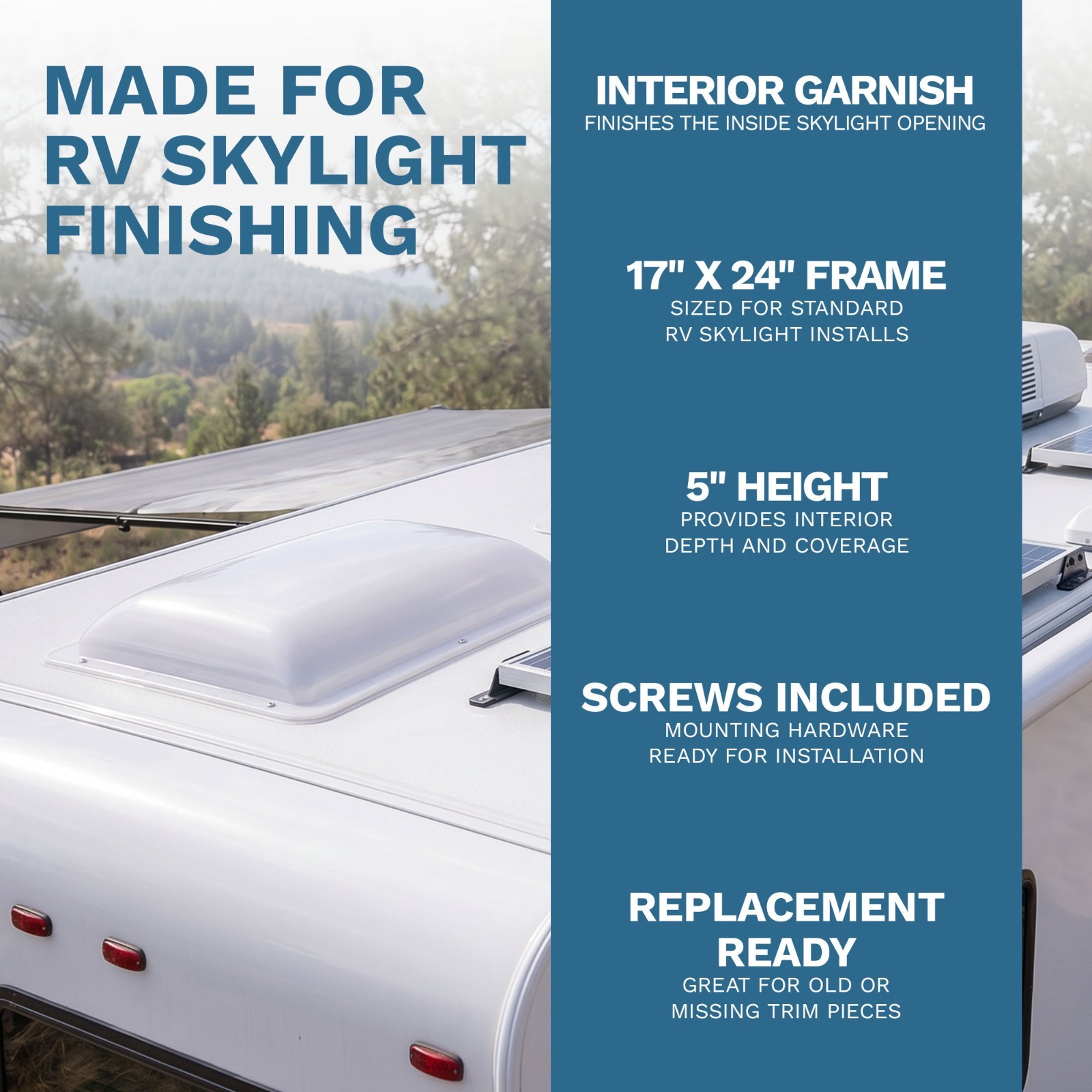 RV Skylight Interior Garnish 17″ X 24″ White Camper Skylight Motorhome/Camper