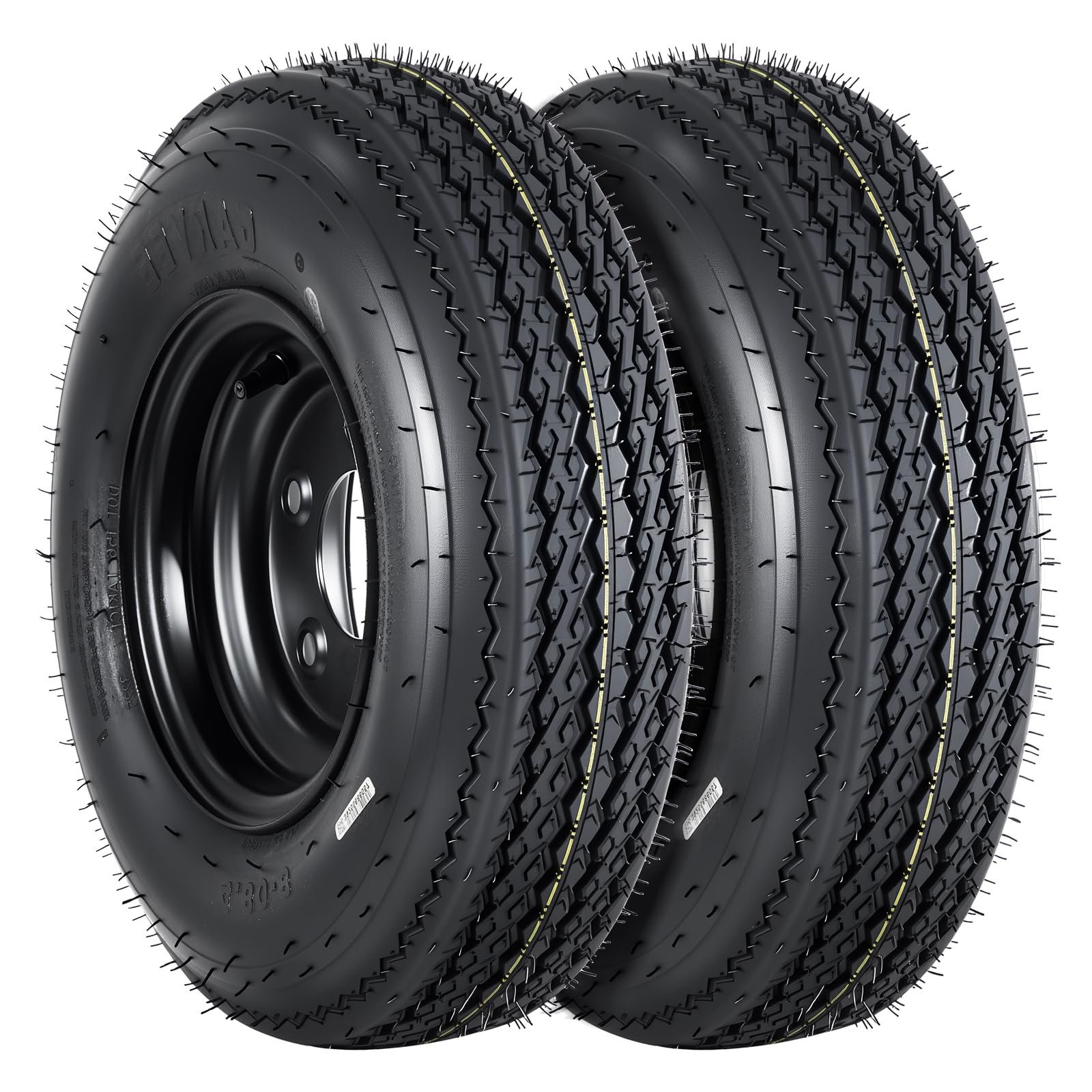 2-Pack 4.80×8 Trailer Tires w/ 8″ Black Steel Rims 6PR Load C 5 on 4.5″ Lug