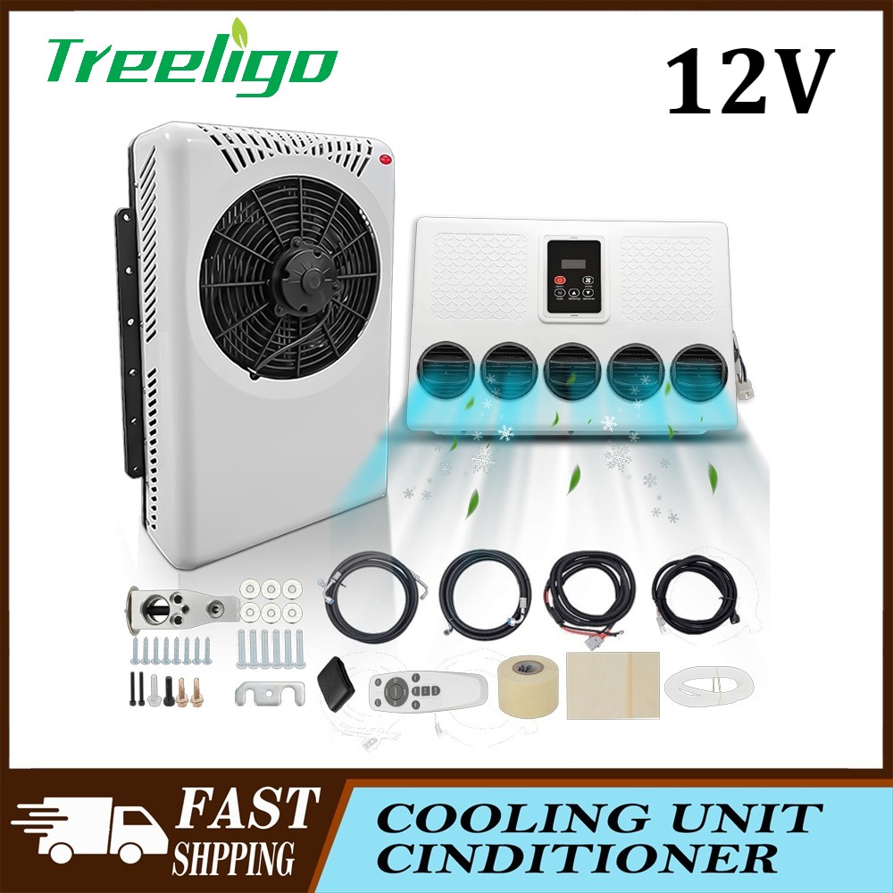 Treeligo 12V Compact Split Air Conditioner Electric Parking A/C For Forklift RV