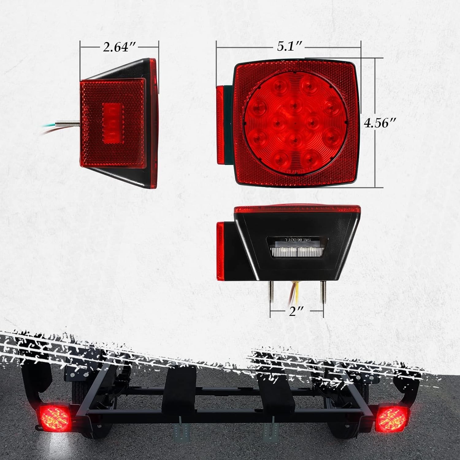 Durable 12V Submersible Trailer Light Set – Stop, Turn, Brake Functions Included