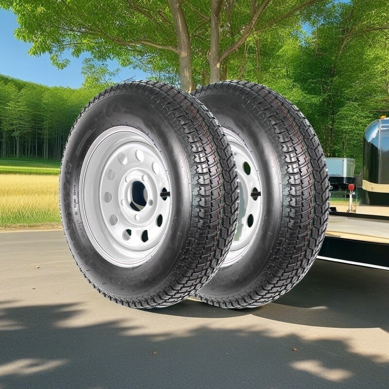 2Set ST205/75D15 205 75 15 Inch Trailer Wheels/Rims and Tires, 5 Lug on 4.5″ PCD