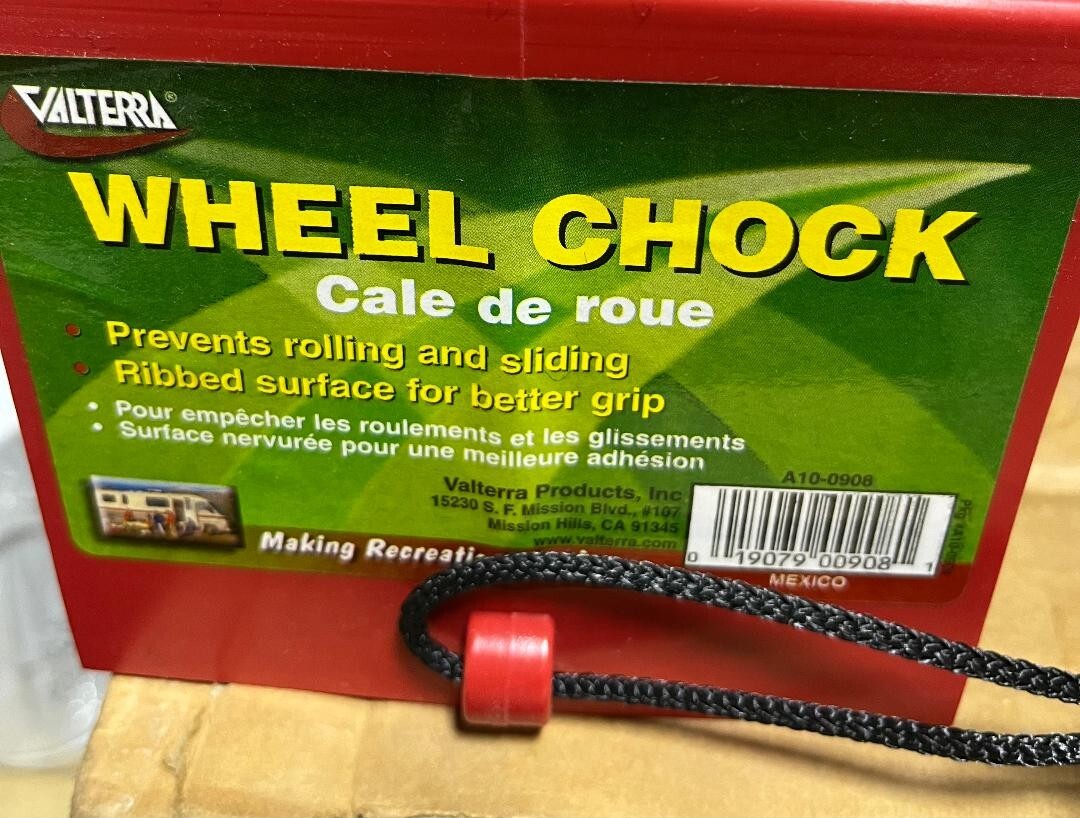 Valterra Wheel Chock With Rope for RV, Truck or Rig 2 pack RED