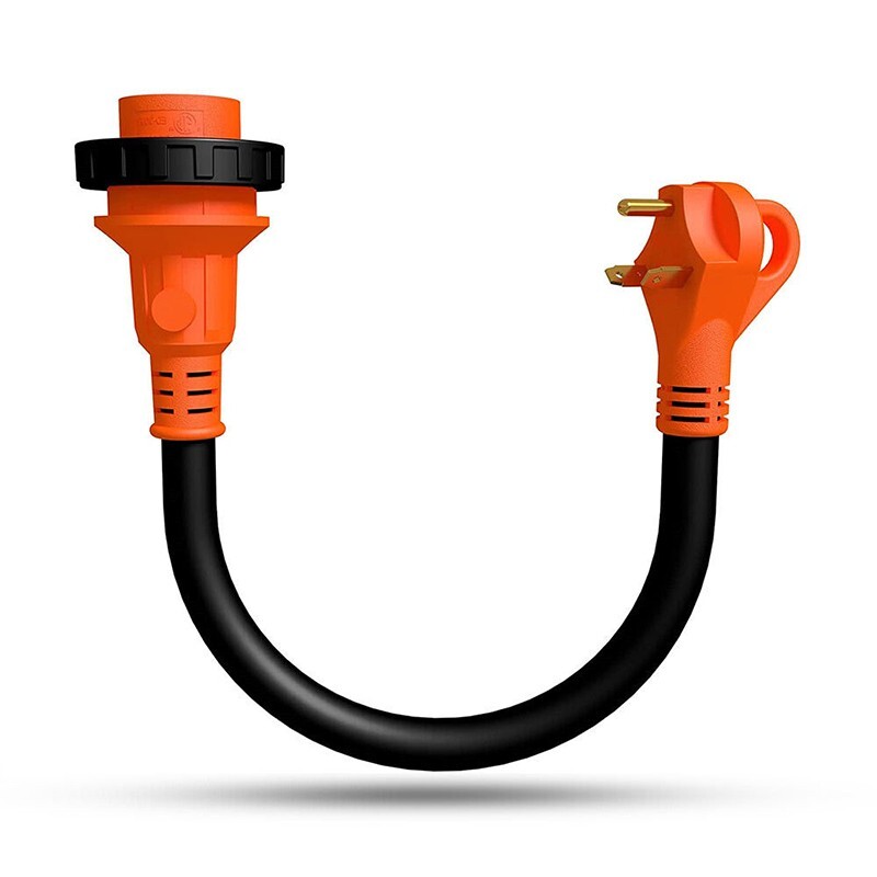 RV Adapter Dogbone Electrical Converter (30 Amp Male to 30 Amp Female)with Lock