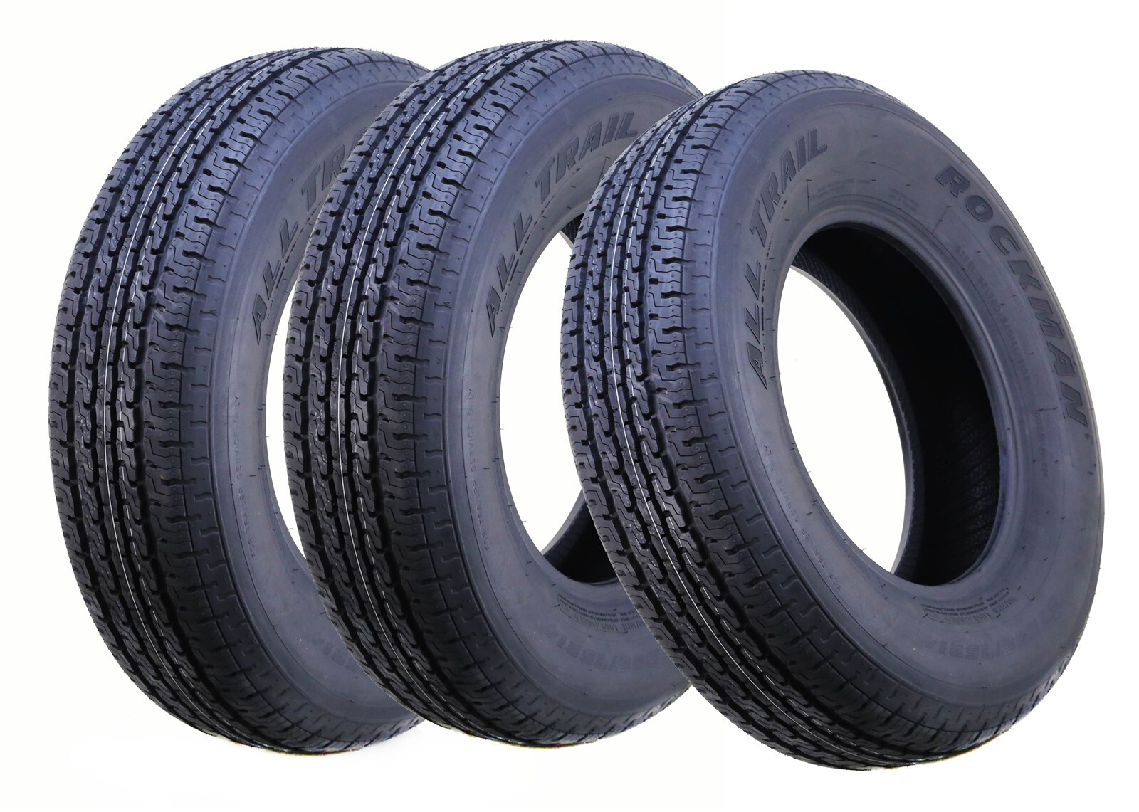 3 ROCKMAN Trailer Tires ST205/75R14 8-Ply Load Range D 105M Steel Belted Radial