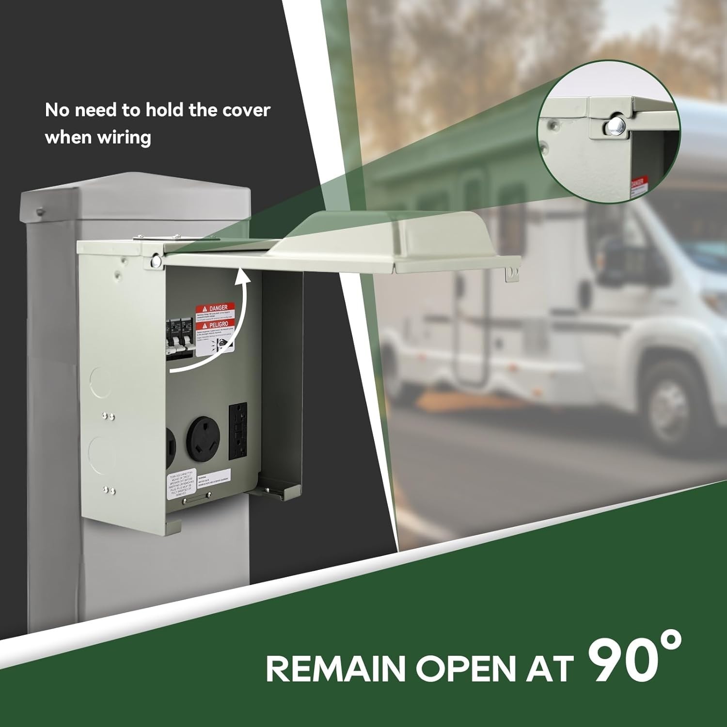 RVGUARD RV Temporary Power Outlet Panel with Breaker, Listed 20 30 50 Amp…