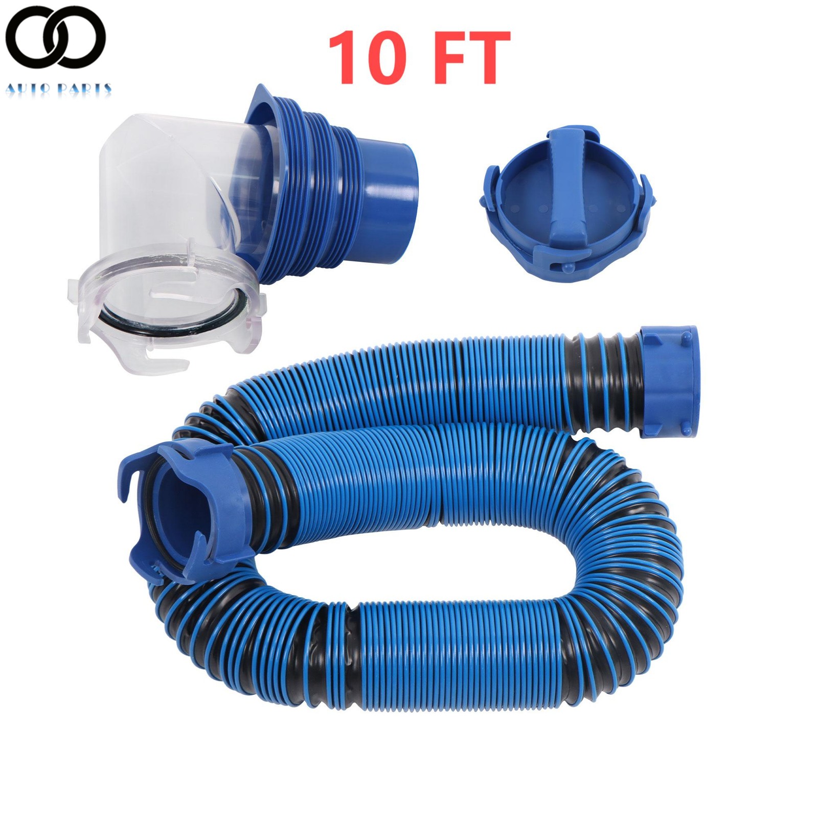 10/15/20 FT For Camper/RV Sewer Hose Kit & 4-in-1 Adapter & Clear Elbow & Cap