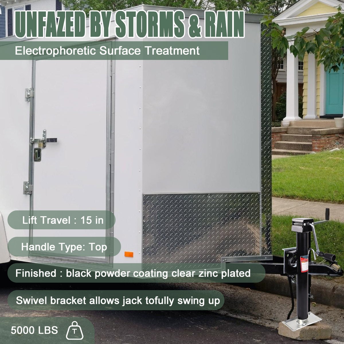 15″Lift Swivel Weld on Trailer Tongue Jack Stand HEAVY DUTY Camper Boat 5000 lbs