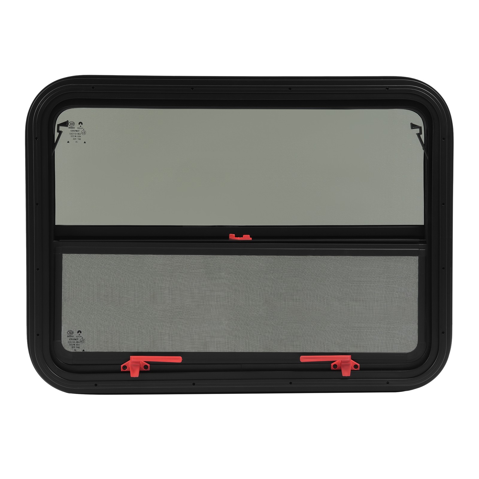32″ W x 23.5″ H RV Window Vertical Slider Hinging Exit Trailer Dark Screen