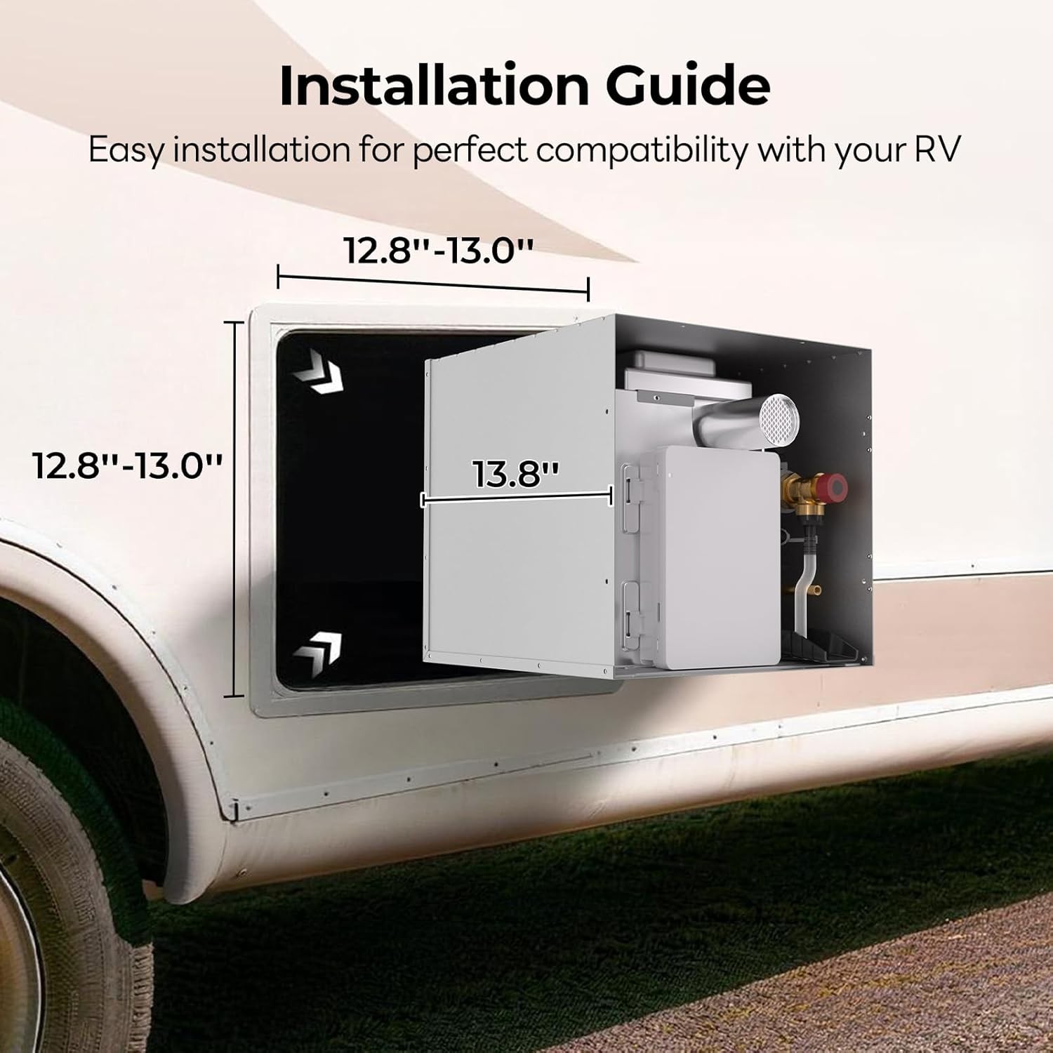 RV Tankless Water Heater 48000BTU Instant Hot Water W/ 15″x18″ Door + Controller