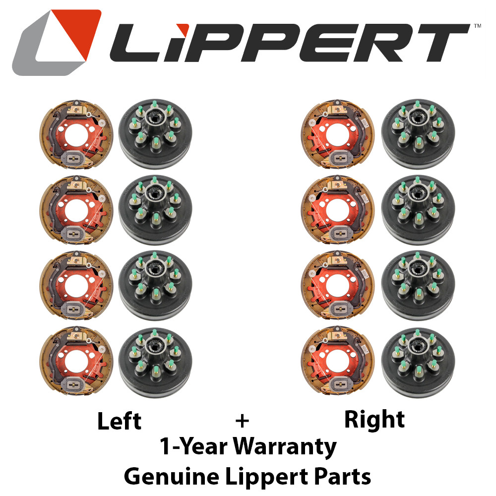 Lippert Quad 8K Brake 12.25×3.38 + 8on6.5 Threaded Hub Kit – Fit Dexter Rockwell