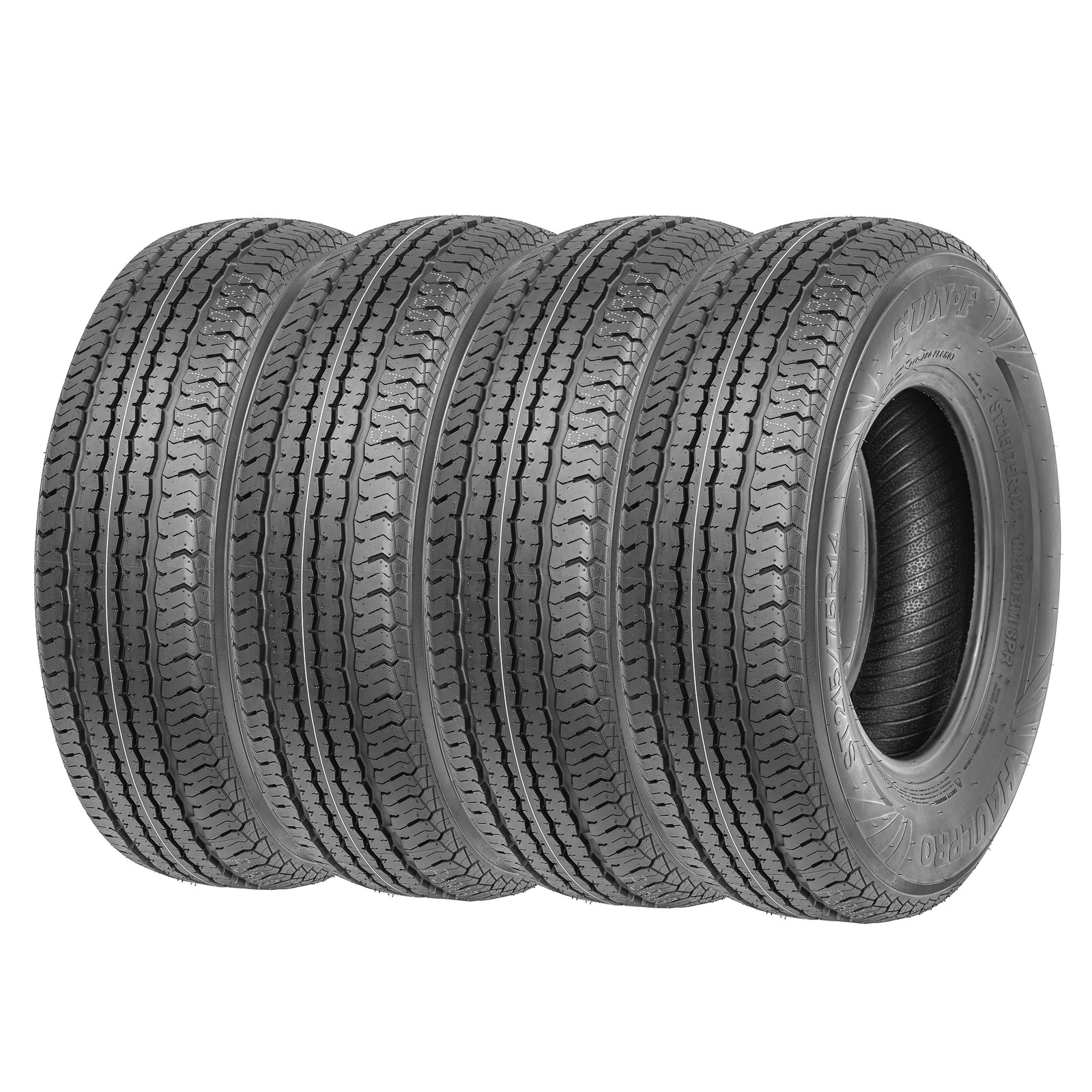 4 New SunF ST185/80R13 Trailer Tires Load D 8 Ply Steel Belted HaulPro