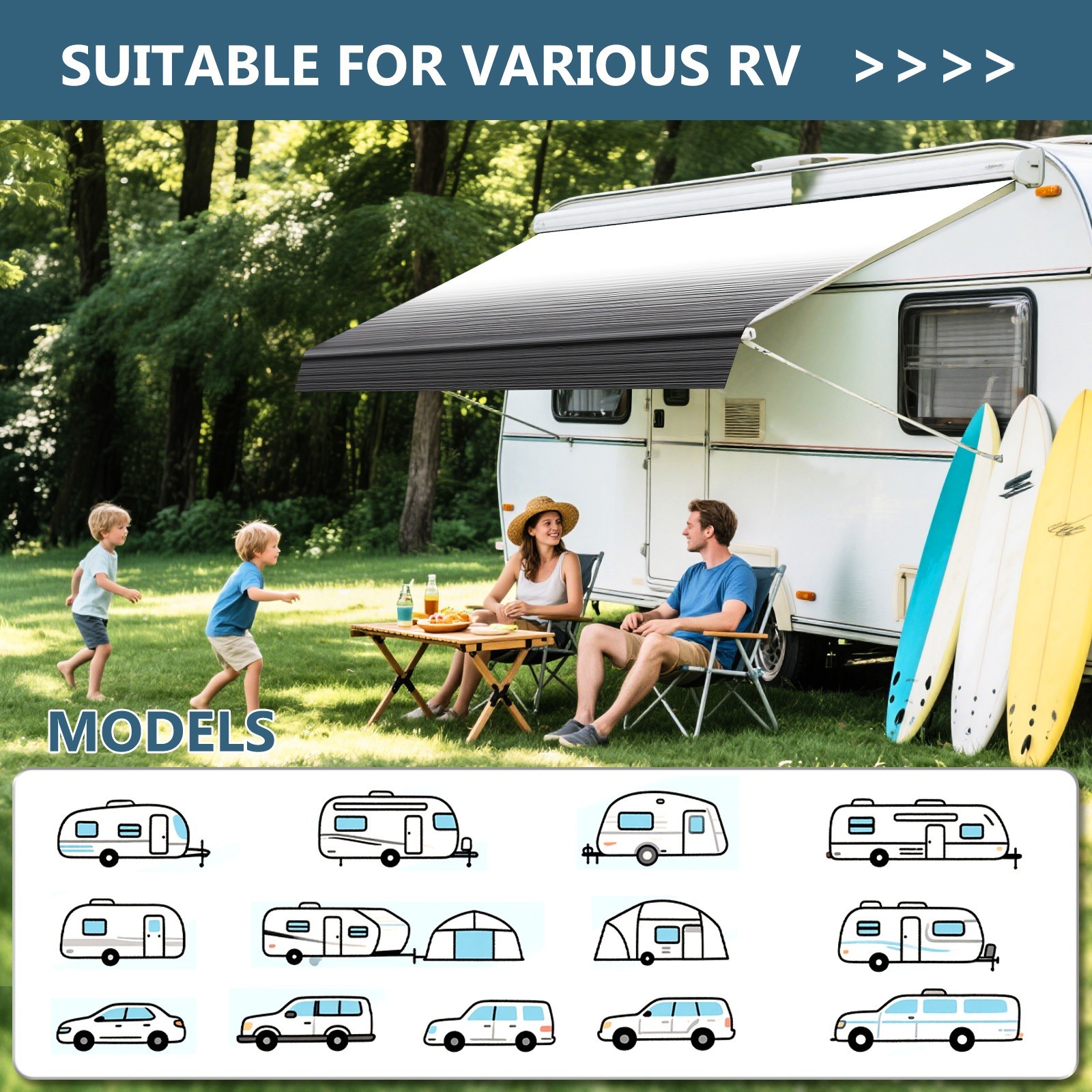 RV Awning Replacement Heavy Duty Waterproof 16Ft For RV Camper Outdoor Canopy