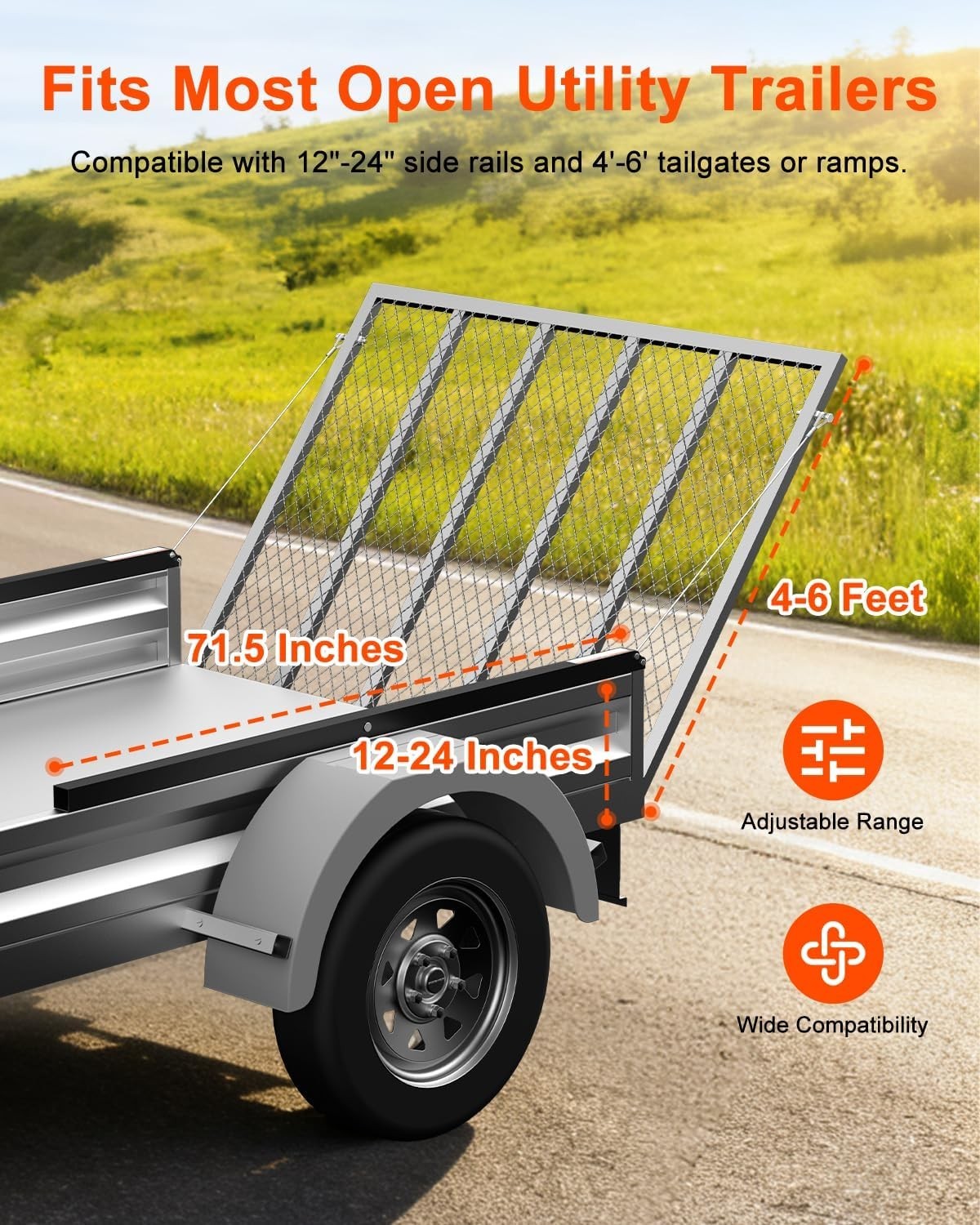 Heavy Duty Trailer Tailgate Ramp Lift Assist, 2 Sides, 300lb Steel