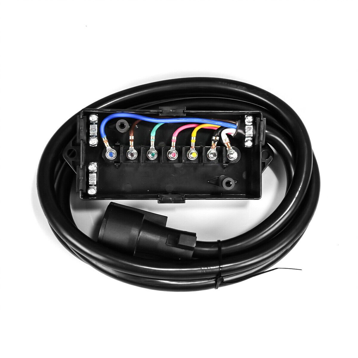 7 Pin Trailer Wiring Harness Plug Inline Cord 8ft 7 Gang Junction Box Connector
