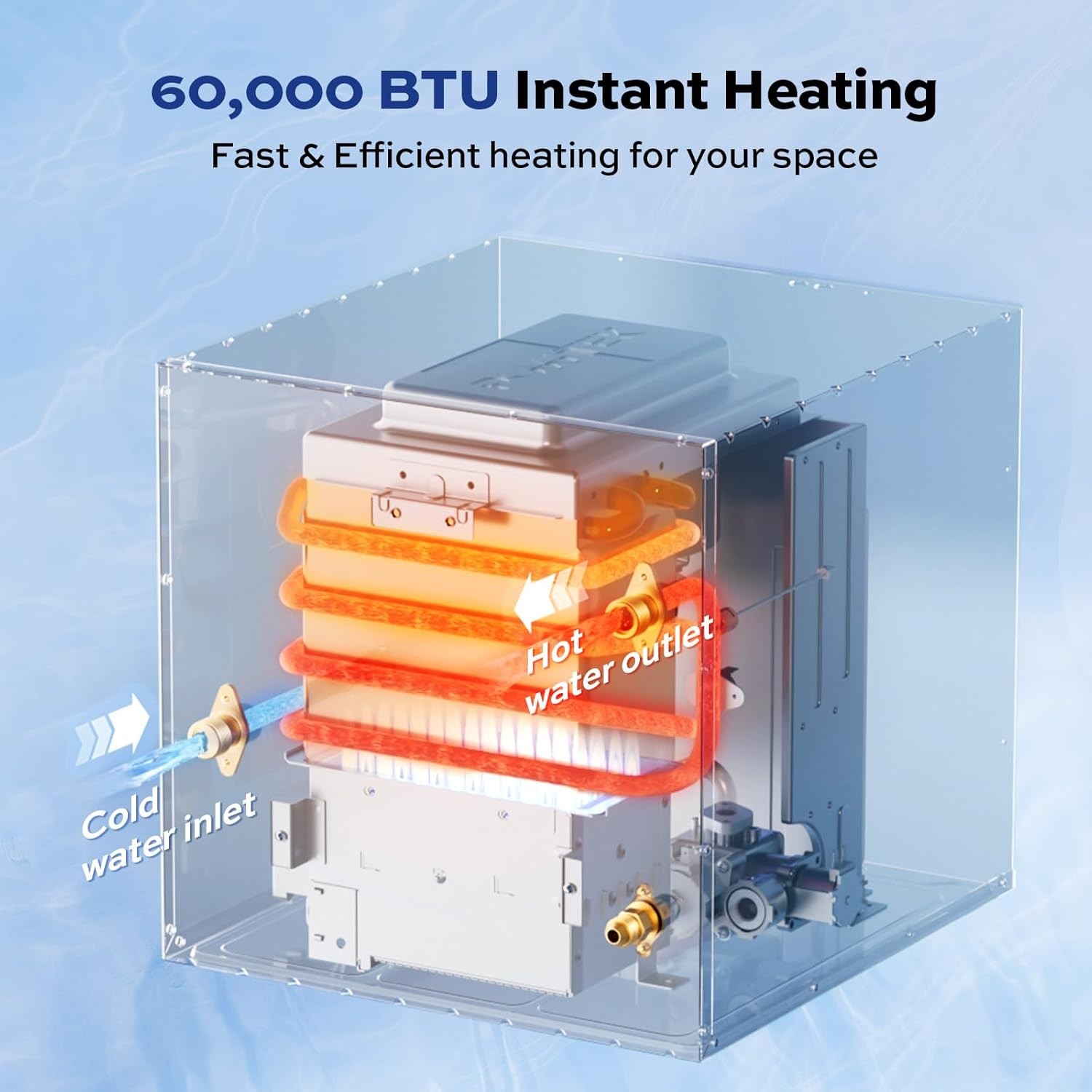 60,000 BTU RV Tankless Water Heater Instant Hot w/ 18”x18” Door + Controller