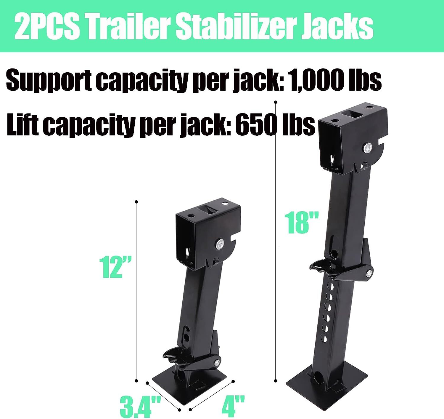 Telescoping Trailer Stabilizer,Swing Down Jacks from 12in-18in Stands 1000lbs
