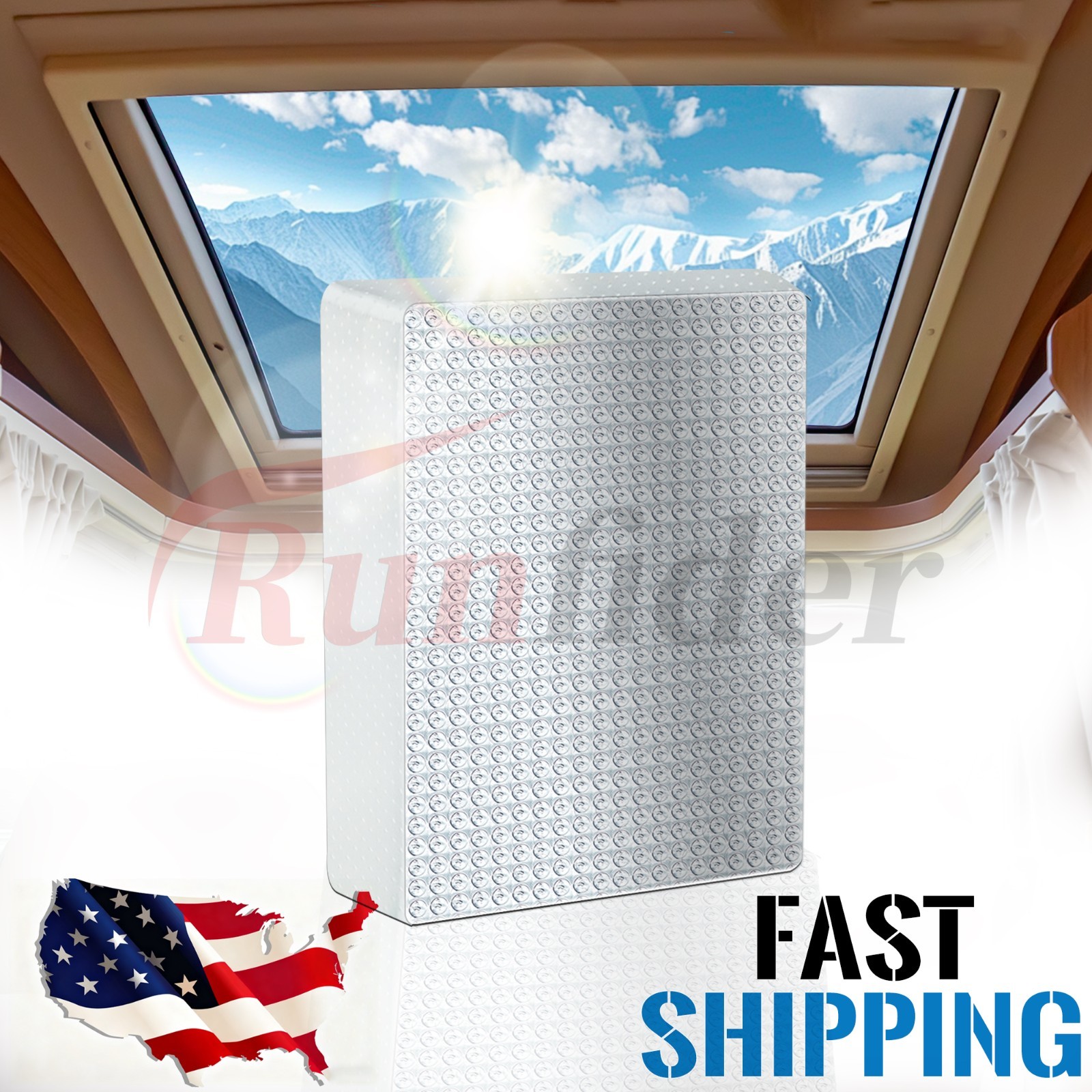 Universal 22″x14″x3″ RV Vent & Skylight Insulator with Reflective Surface