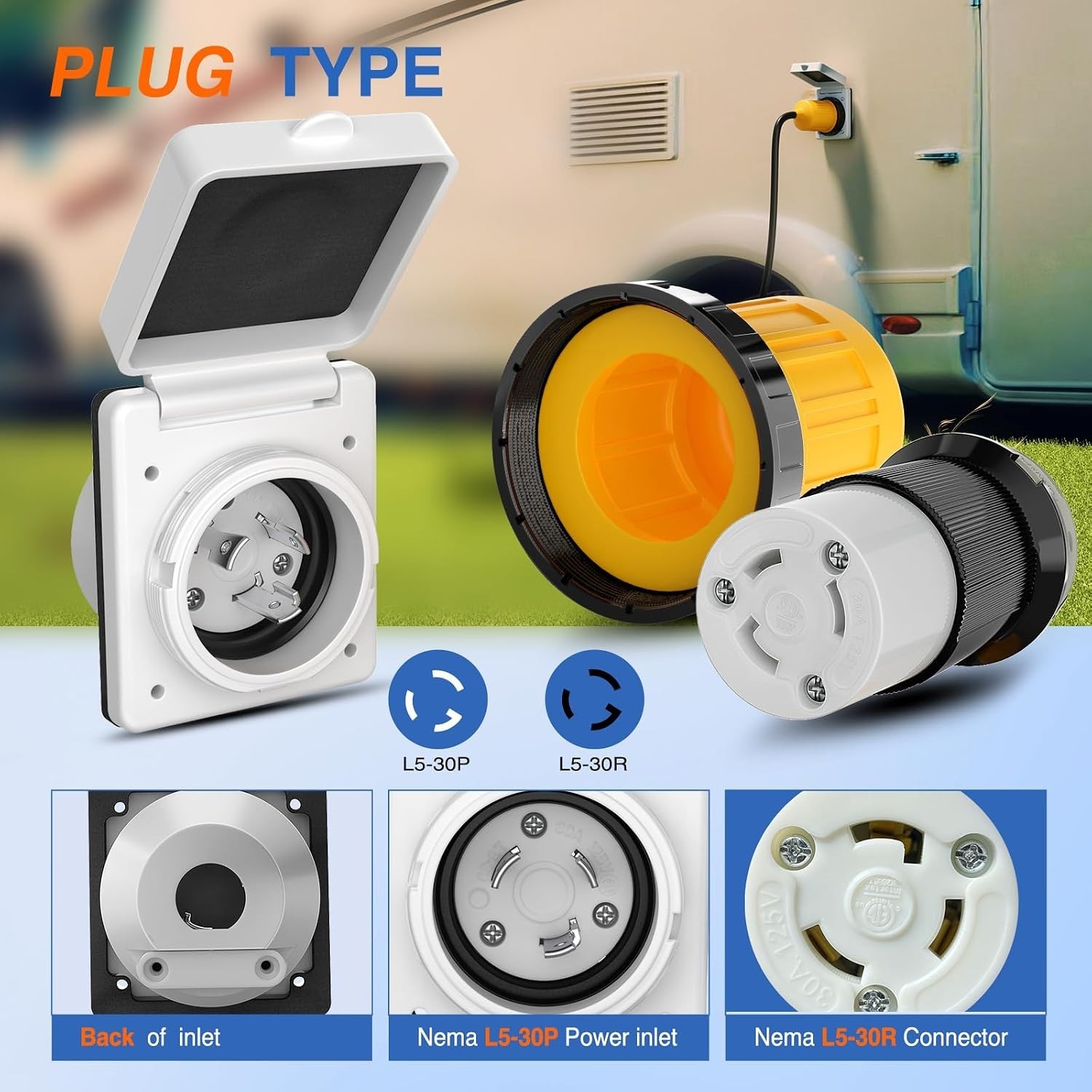 30AMP RV Power Inlet and Outlet with Boot Protector – Safe and Reliable Charging