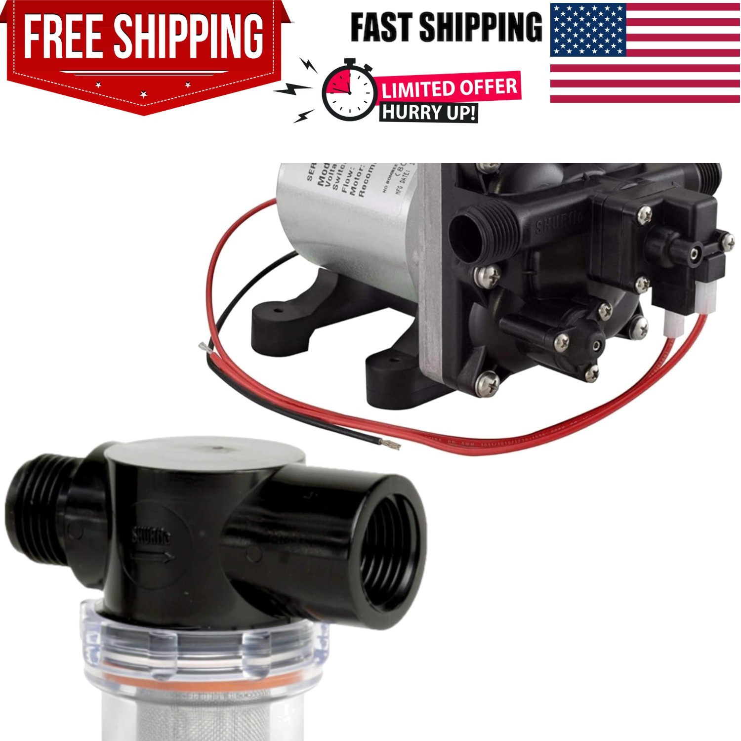 Shurflo 12 Volt RV Water Pump 3.0 GPM – 4008-101-A65 / E65 & 1/2″ | RV Plumbi…