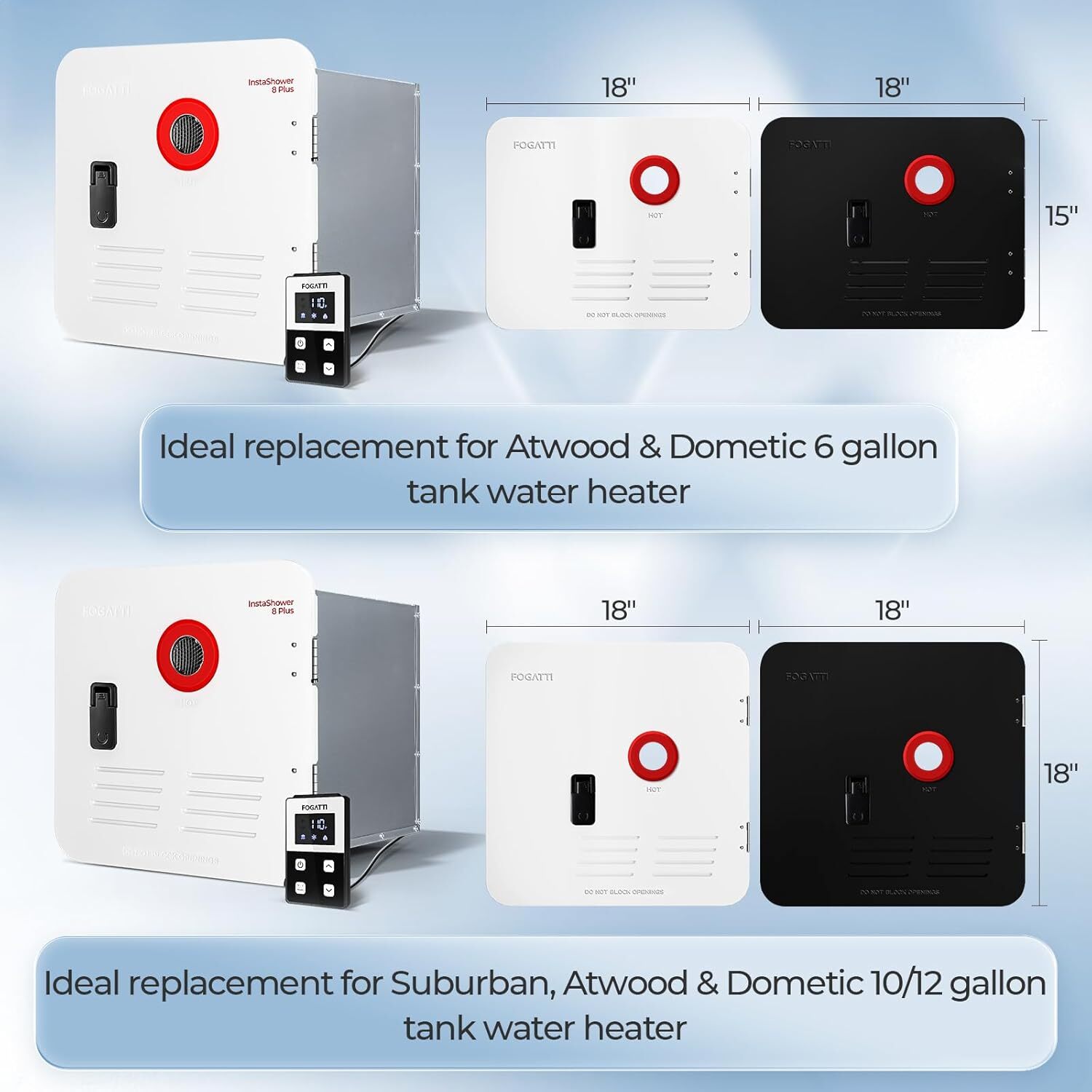 Tankless Water Heater RV 55,000 BTU 2.9 GPM Instant Gas RV Hot Water Heater 12V