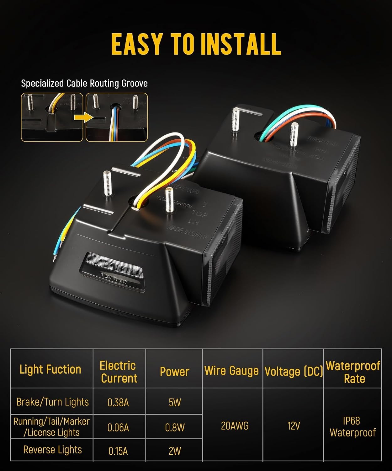 Waterproof LED Trailer Lights with Multi-Functions – Easy Install 2 Count