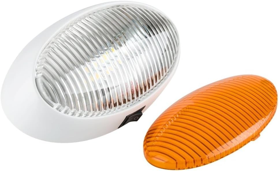 Lumitronics RV 12V LED Oval Porch Utility Light – Clear & Amber Lenses – for Mot