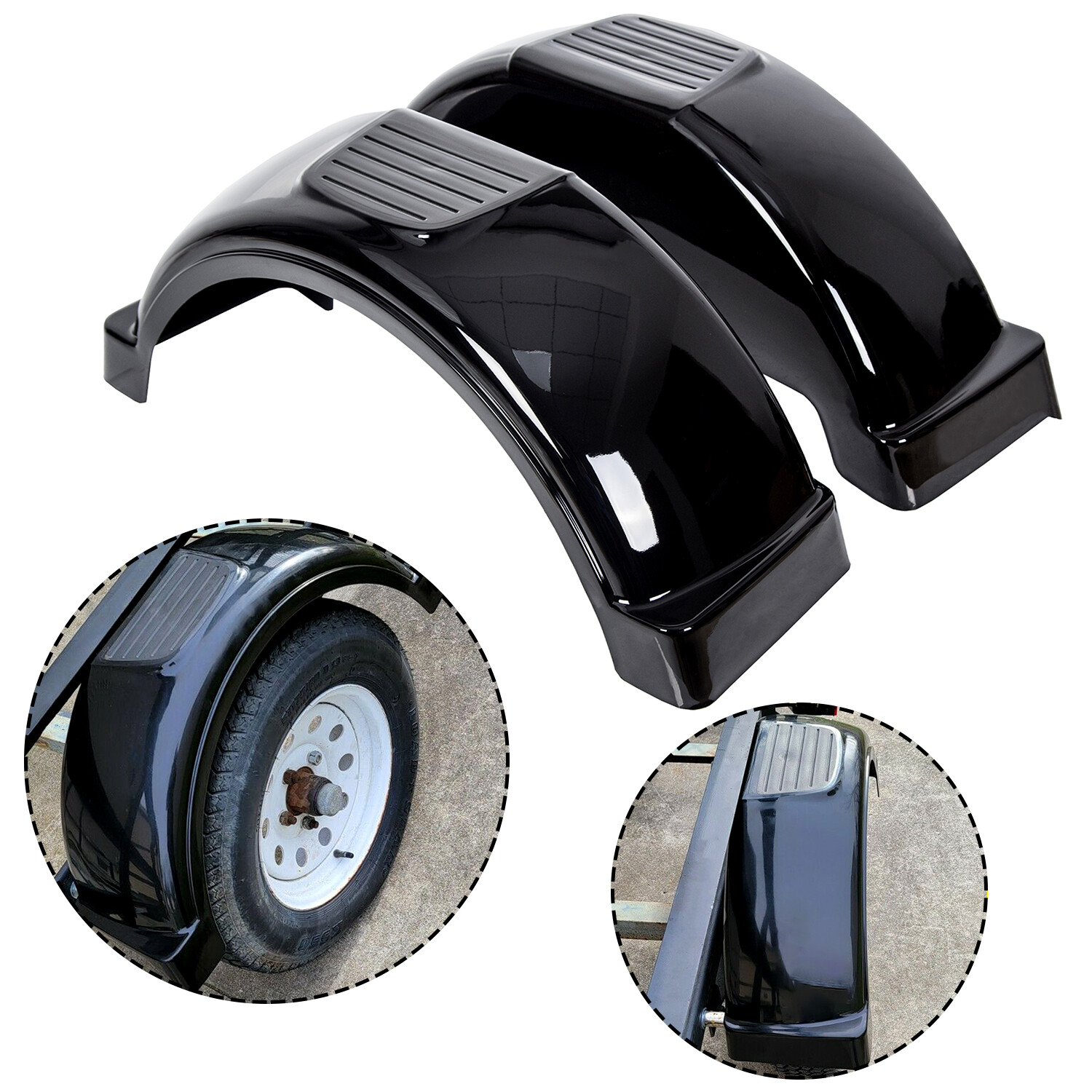 LH & RH Trailer Fenders Fits For Single Axle Trailers w/ 13″ Diameter Wheels