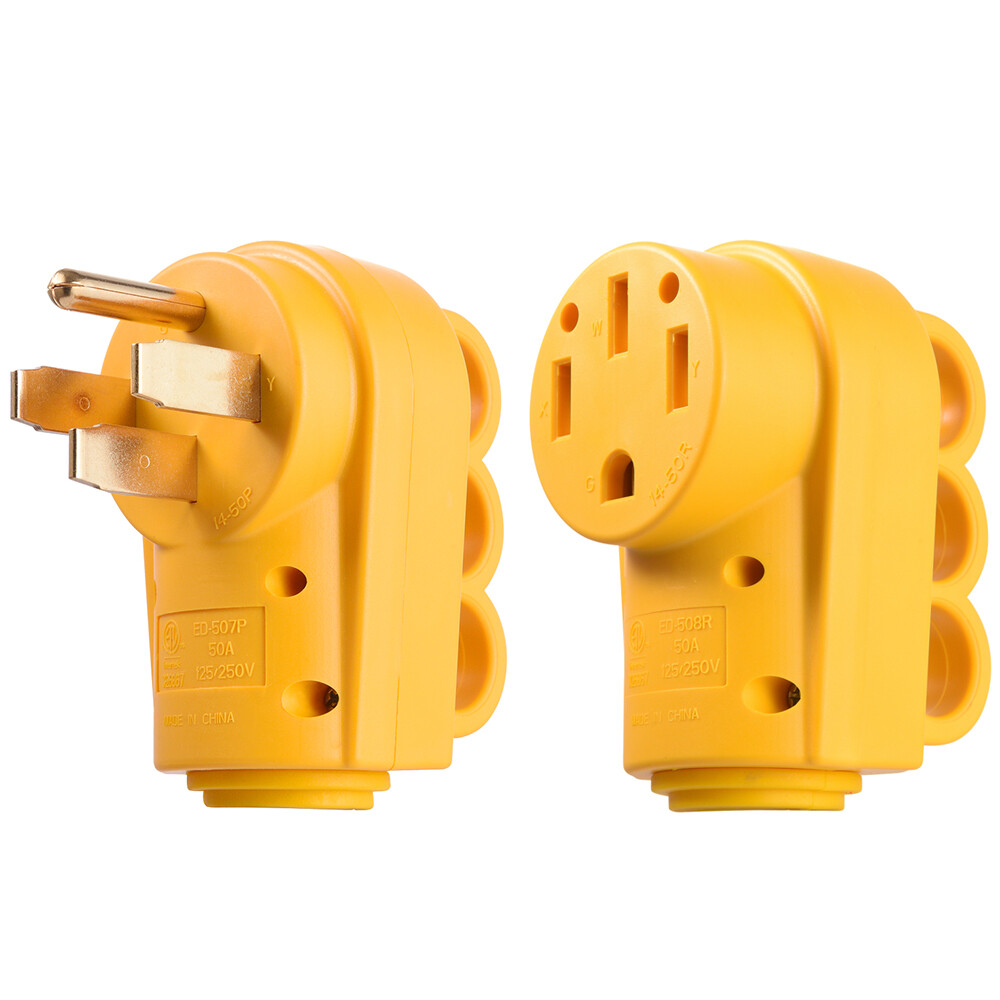 MICTUNING 50 Amp RV Replacement Male Plug – 4 Prong Plug 125/250V Power Adapter