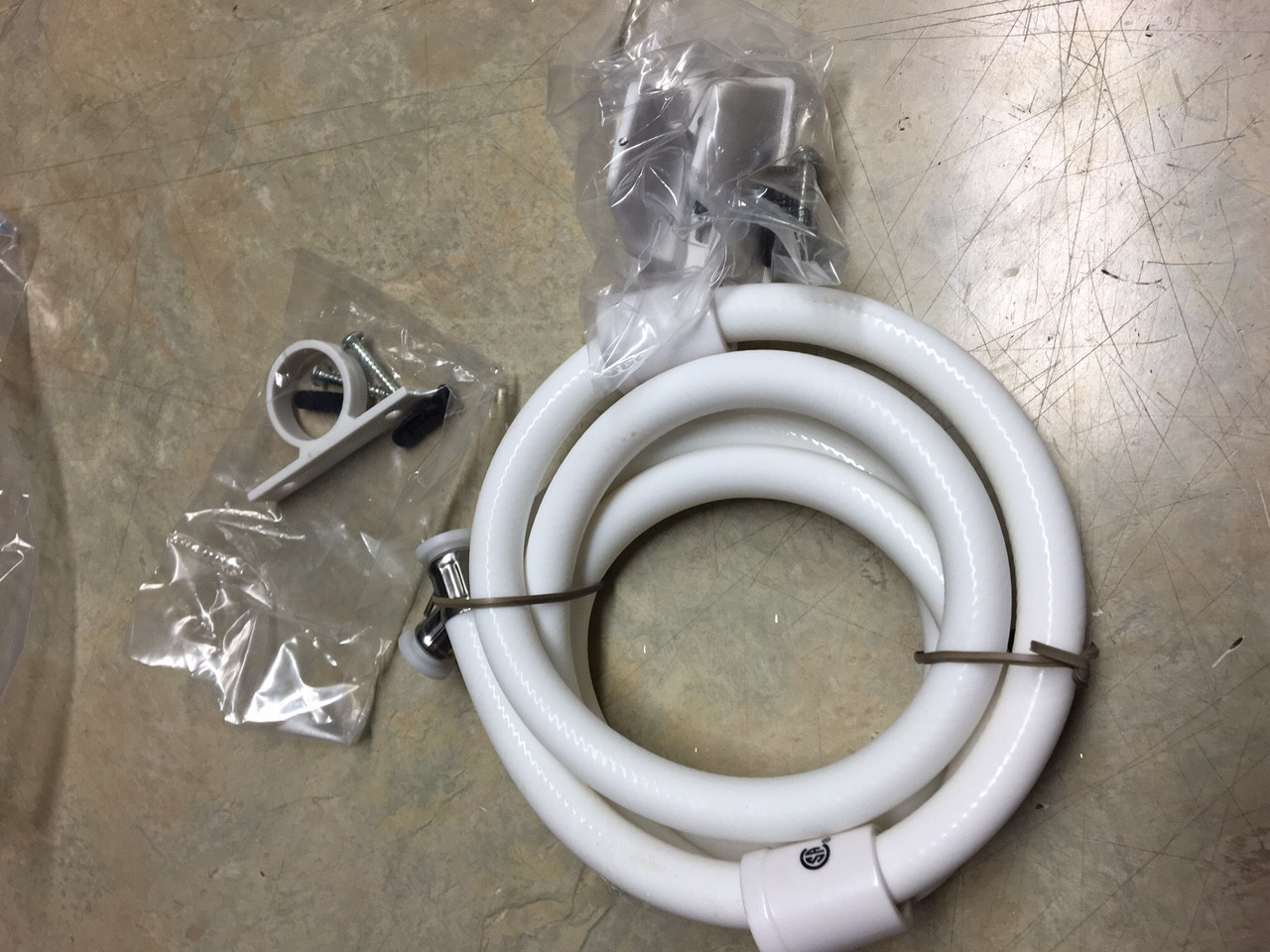 White Nylon Shower Hose 60” with brackets