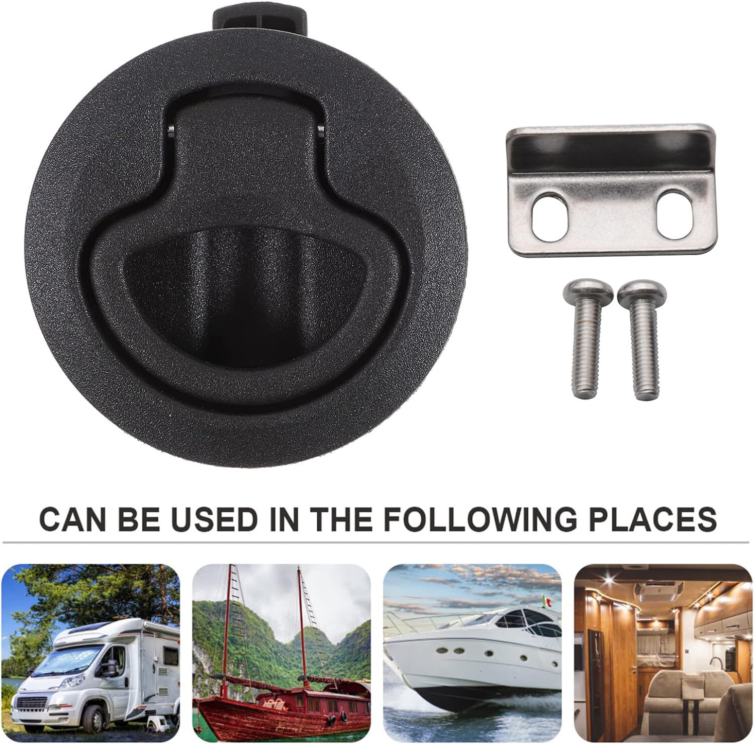 1/2/4/8/10x 2inch RV Marine Boat Non Locking Round Flush Pull Hatch Slam Latch