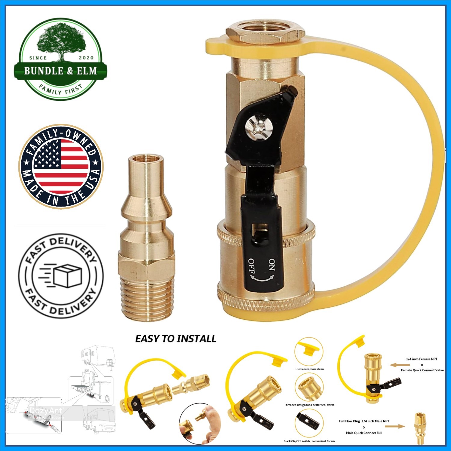 Durable 1/4 Inch Propane Quick Connect Adapter Kit with Solid Brass Construction