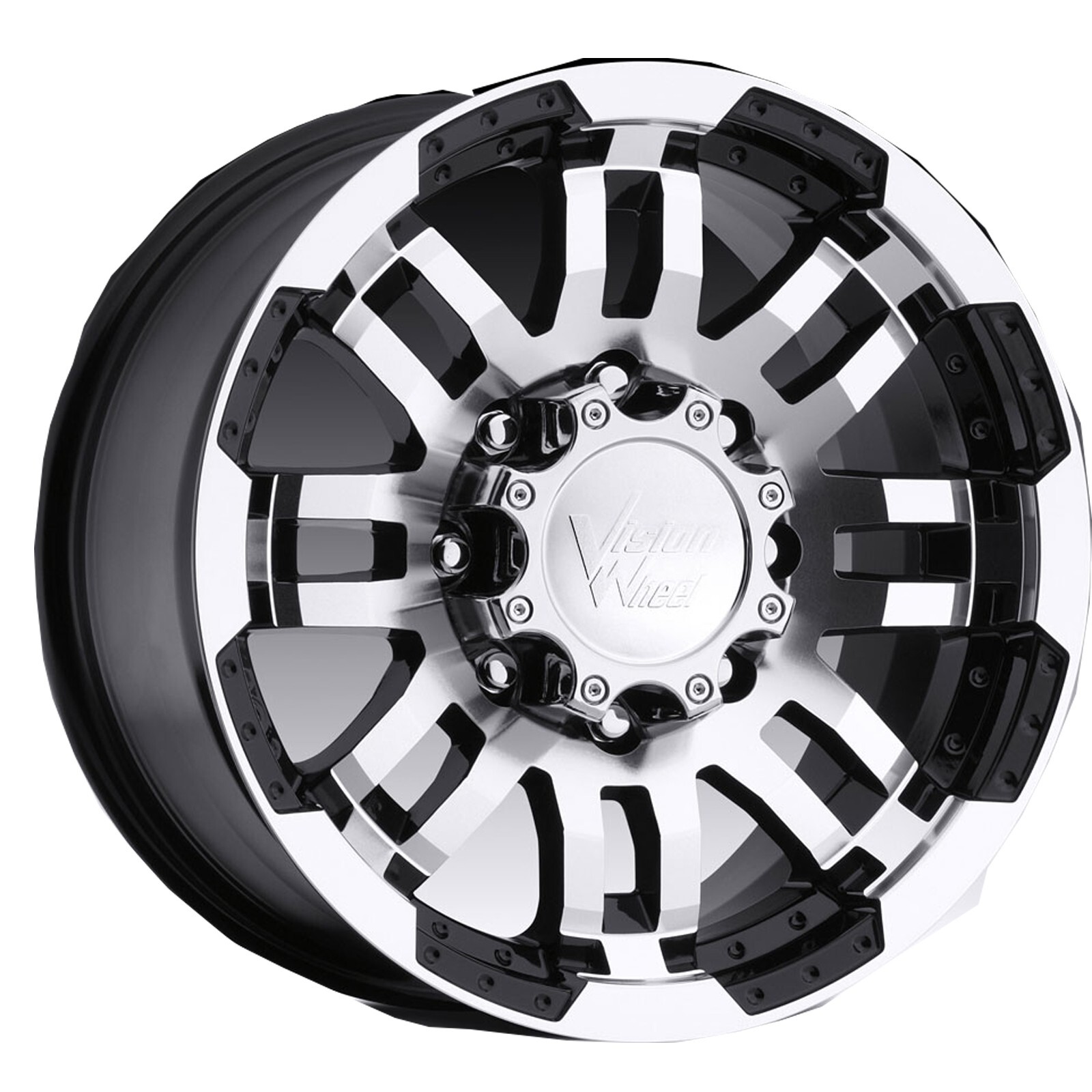 Vision Wheel 375 Warrior Trailer RIM 16×6 8/6.5 0mm Gloss Black Machined Lip