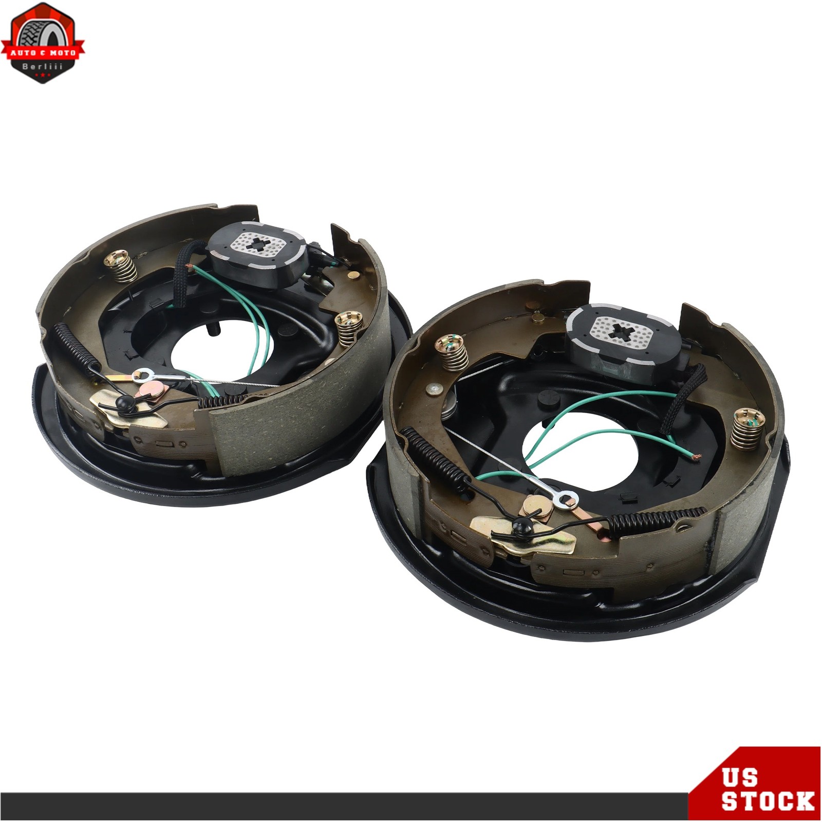 Pair Electric Trailer Brake 10″x2-1/4″ Self-Adjusting Assembly For 3500 lbs Axle