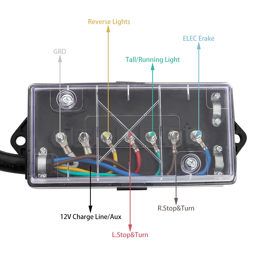RV Trailer 8FT 7 Way Trailer Cable with 7 Pin Plug and 7 Gang Junction Box NEW