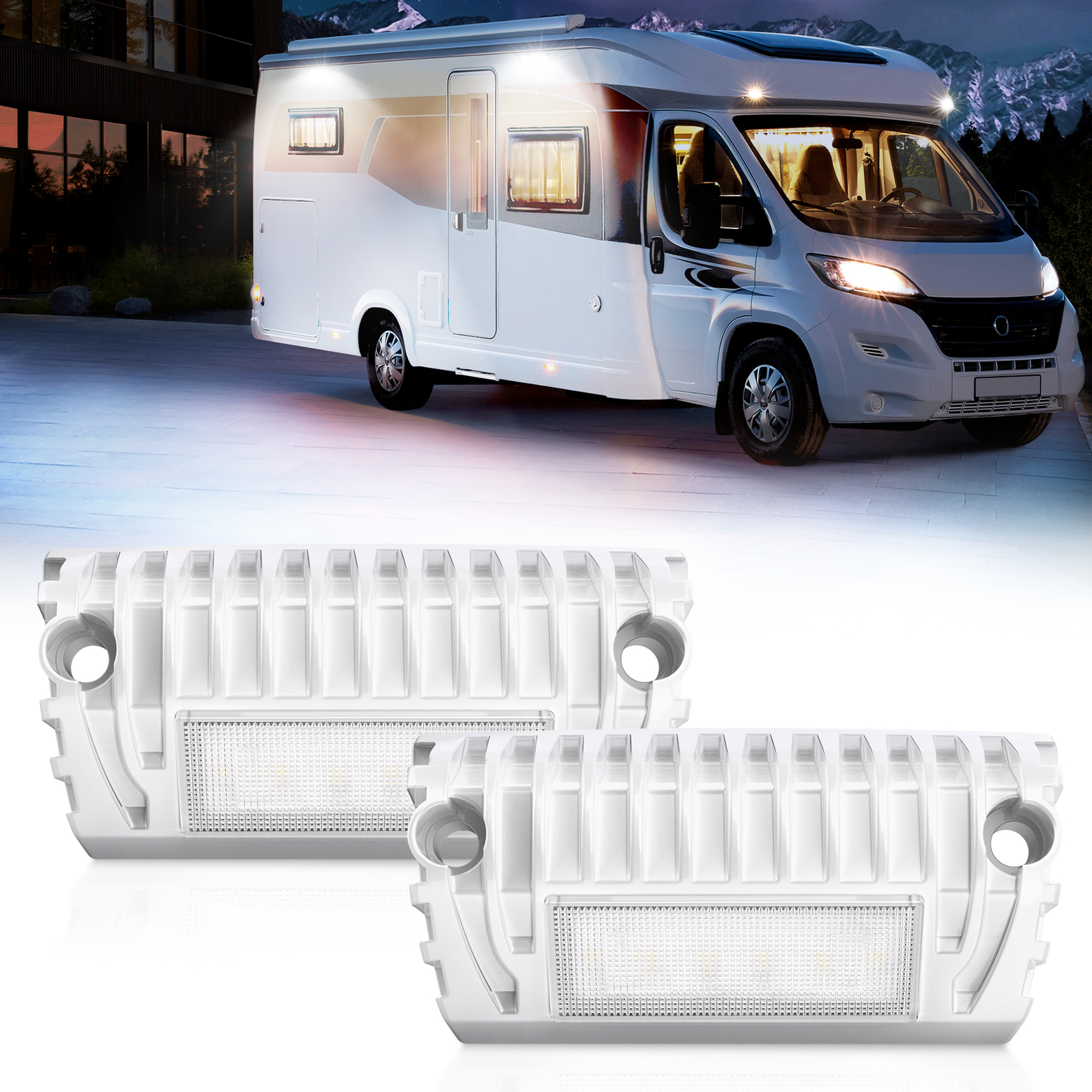 Aluminum RV Exterior Light 2PCS 4.5 Inch Porch Lights Flood Beam 12V 24V LED
