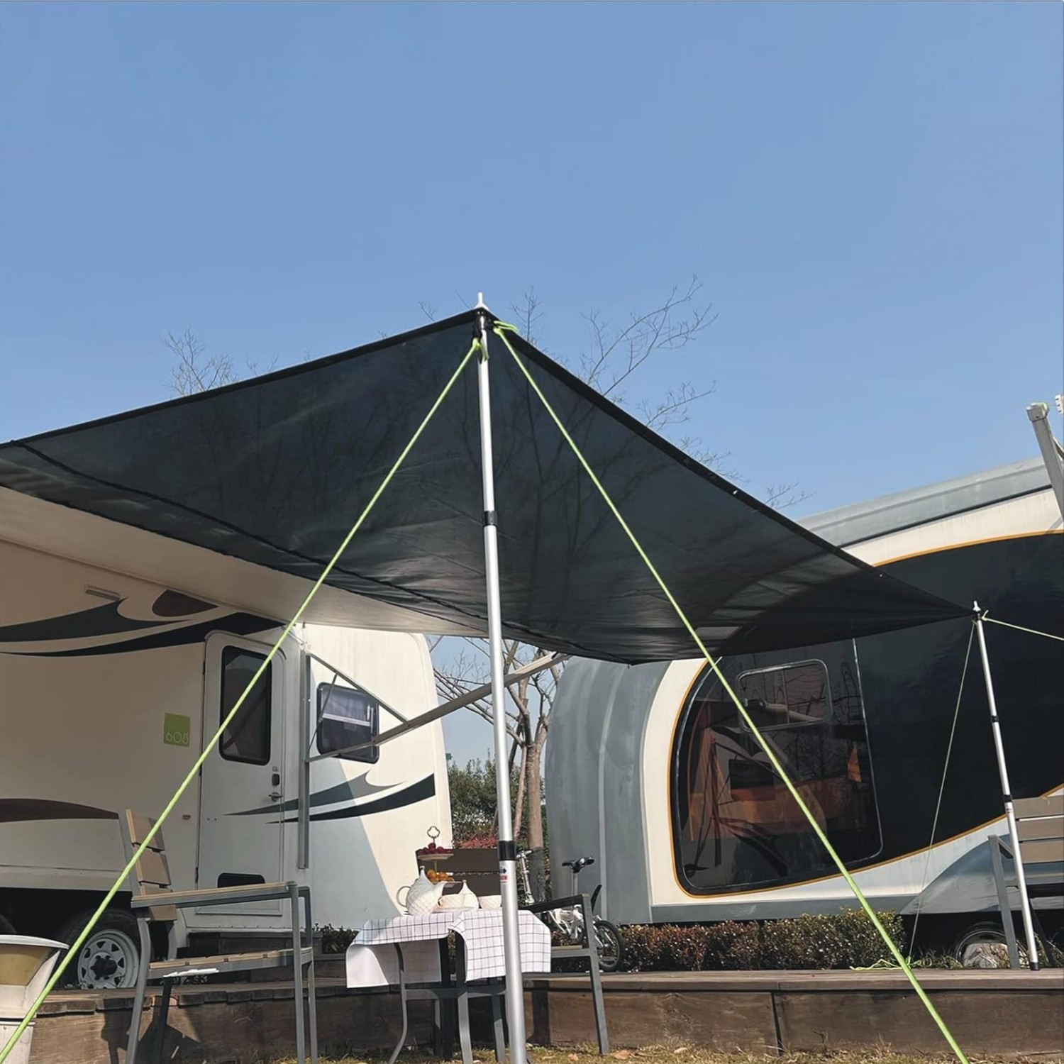 RV Awning Sun Shade Poles Adjustable Aluminum Rods Set of Two