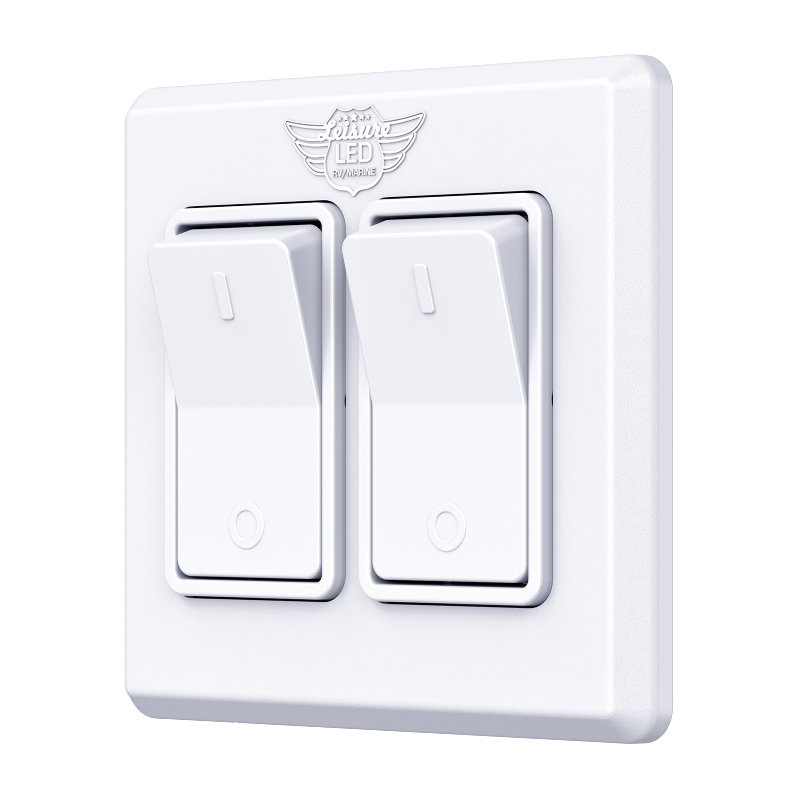 Leisure LED White Double SPST On-Off Switch with Bezel, 12-Volt, for RV, Trailer
