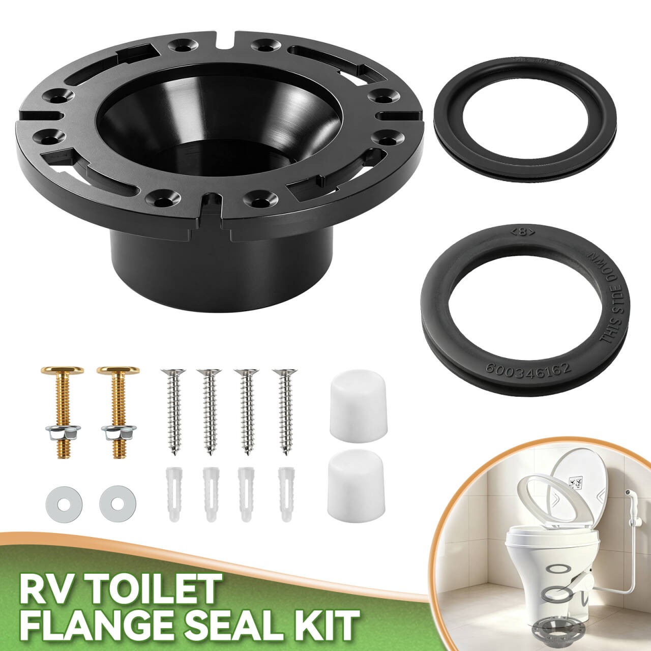 RV Toilet Seal for Dometic 300 310 320 Series, Flange, Flush Ball & Base Gasket