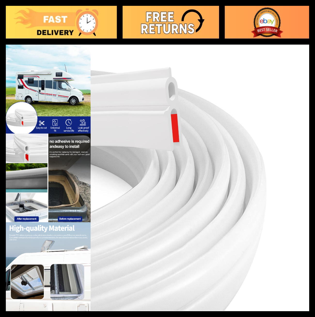 RV Roof Vent Seal 196″ – Replacement Gasket for RV Vent Covers, Waterproof Seala