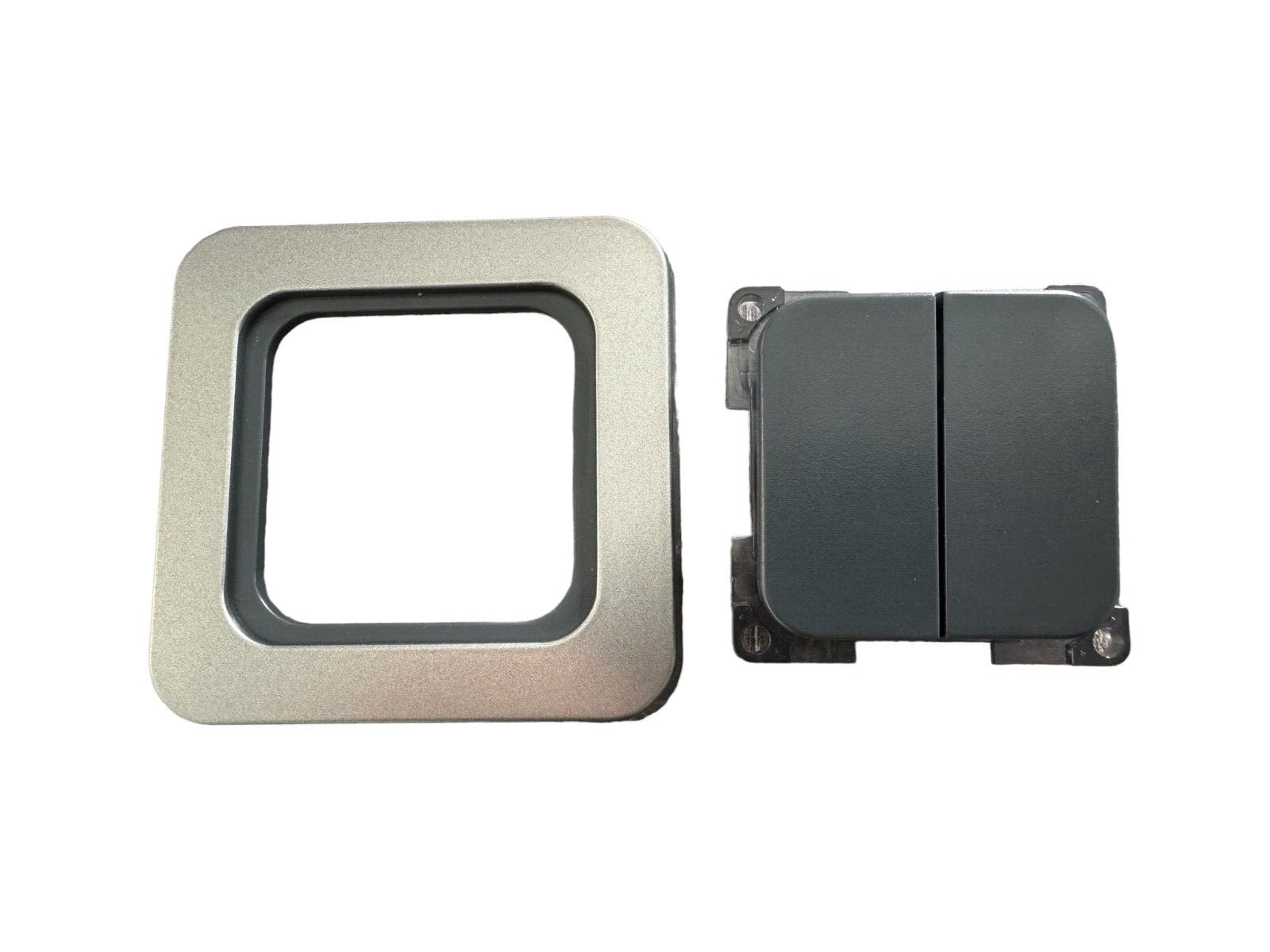 CBE C-Line Campervan 12v Double Light Switch, Caravan Motorhome, Gun Metal Grey
