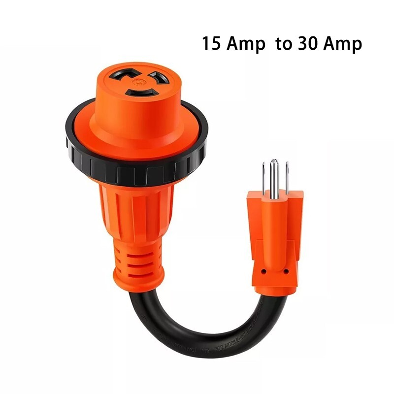 RV Power Cord Adapter 15 amp Male to 30 amp Female twist lock Connector