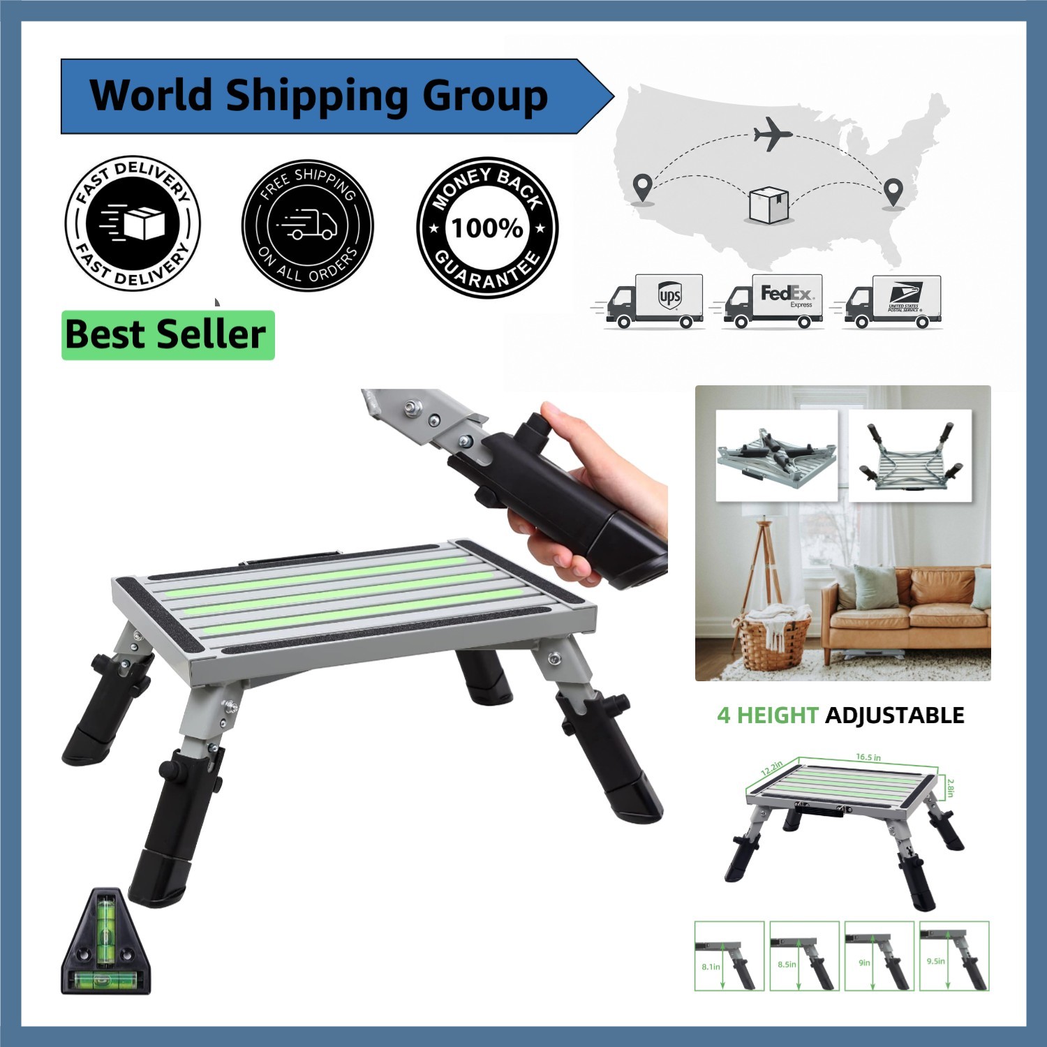 Portable Adjustable RV Step – Lightweight Non-Slip Design for Safe Access