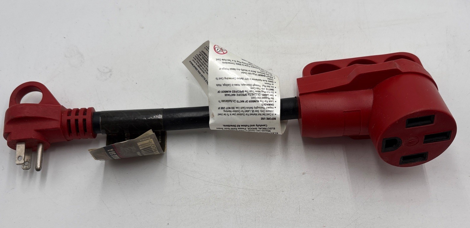 VALTERRA MIGHTY CORD 12″ ADAPTER WITH HANDLE RED A10-1550 RV CAMPER